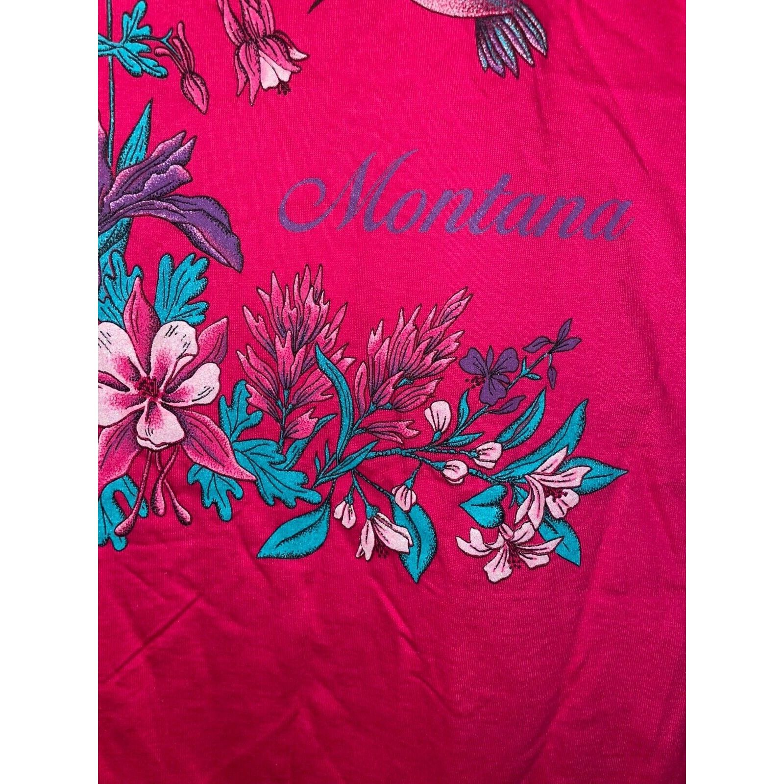 Jerzees Vintage Montana Garden Shirt Pink Graphic Tee VTG 90s Large Size US L / EU 52-54 / 3 - 3 Thumbnail