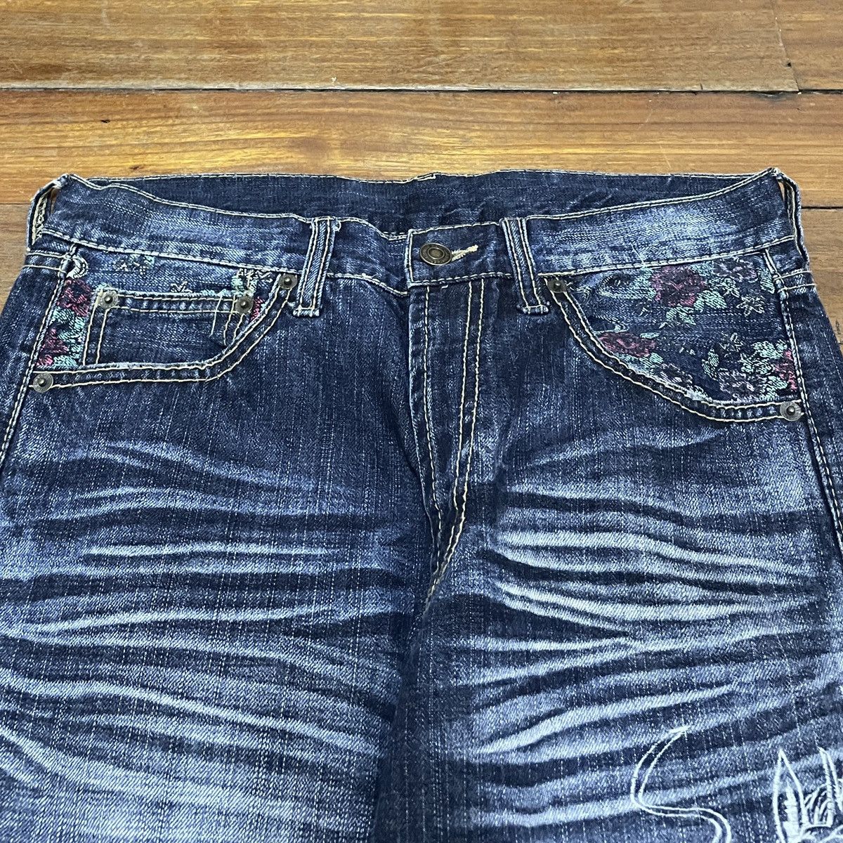 If Six Was Nine Very Rare Vintage Japanese Brand Dragon Sukajan Jeans 1990s Size US 29 - 3 Thumbnail