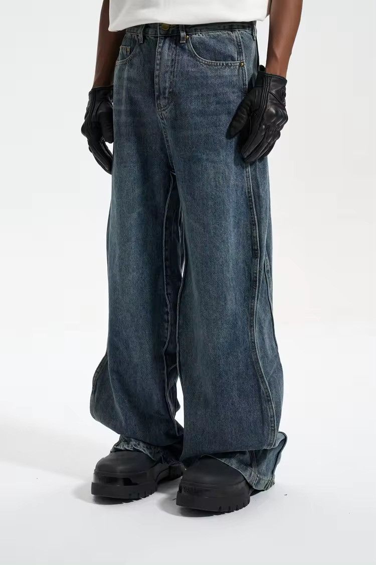 Jean × Vintage Twisted Wave Baggy Vintage Blue Jeans Size US 32 / EU 48 - 2 Thumbnail