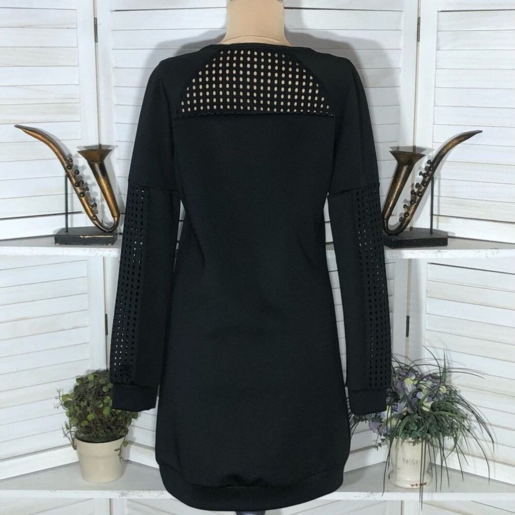 Fabletics Fabletics Sweatshirt Mini Dress black mesh Knee Length S Size S / US 4 / IT 40 - 6 Thumbnail