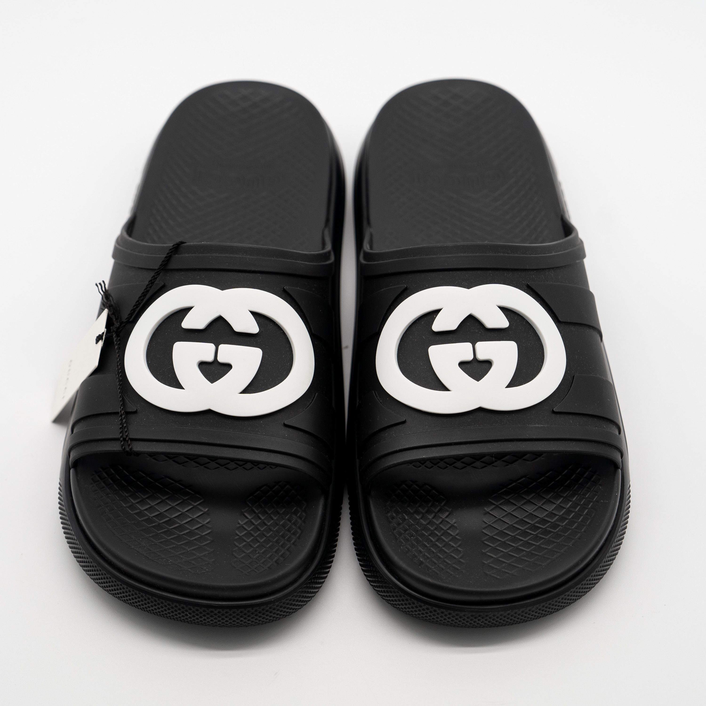Gucci 14.5 US Gucci Black GG Rubber Slides Sandals White Size US 15 / EU 48 - 3 Thumbnail