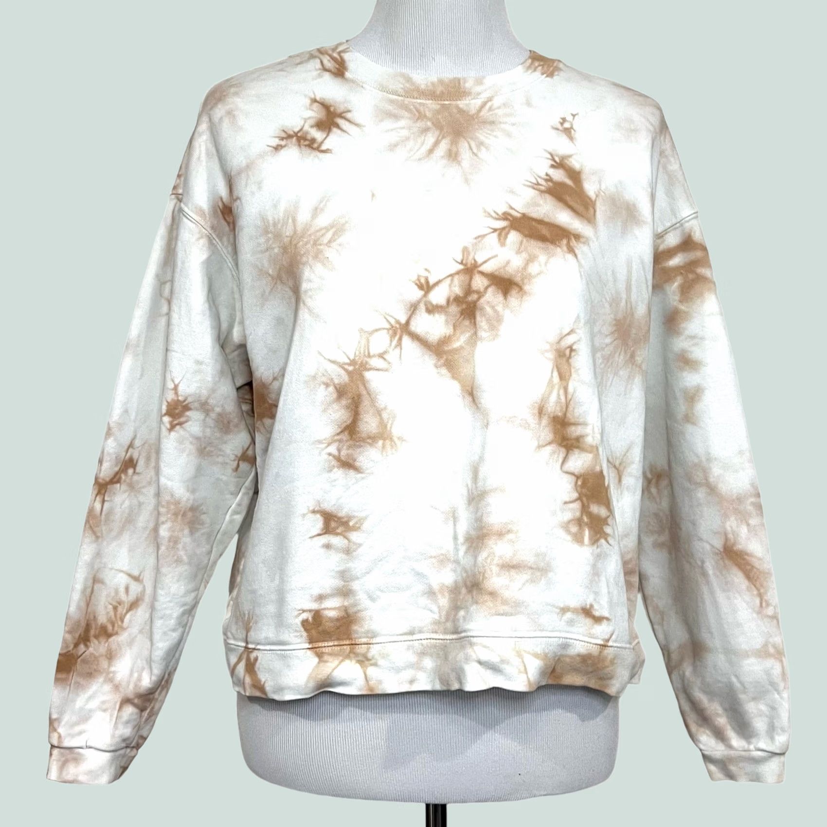 Madewell Madewell Tie-Dye Sweatshirt Crewneck Pullover (Re)sourced Cotton White Tan Sz S Women Long Sleeve Pullover Tan 100% Cotton Vintage? Size S / US 4 / IT 40 - 1 Thumbnail