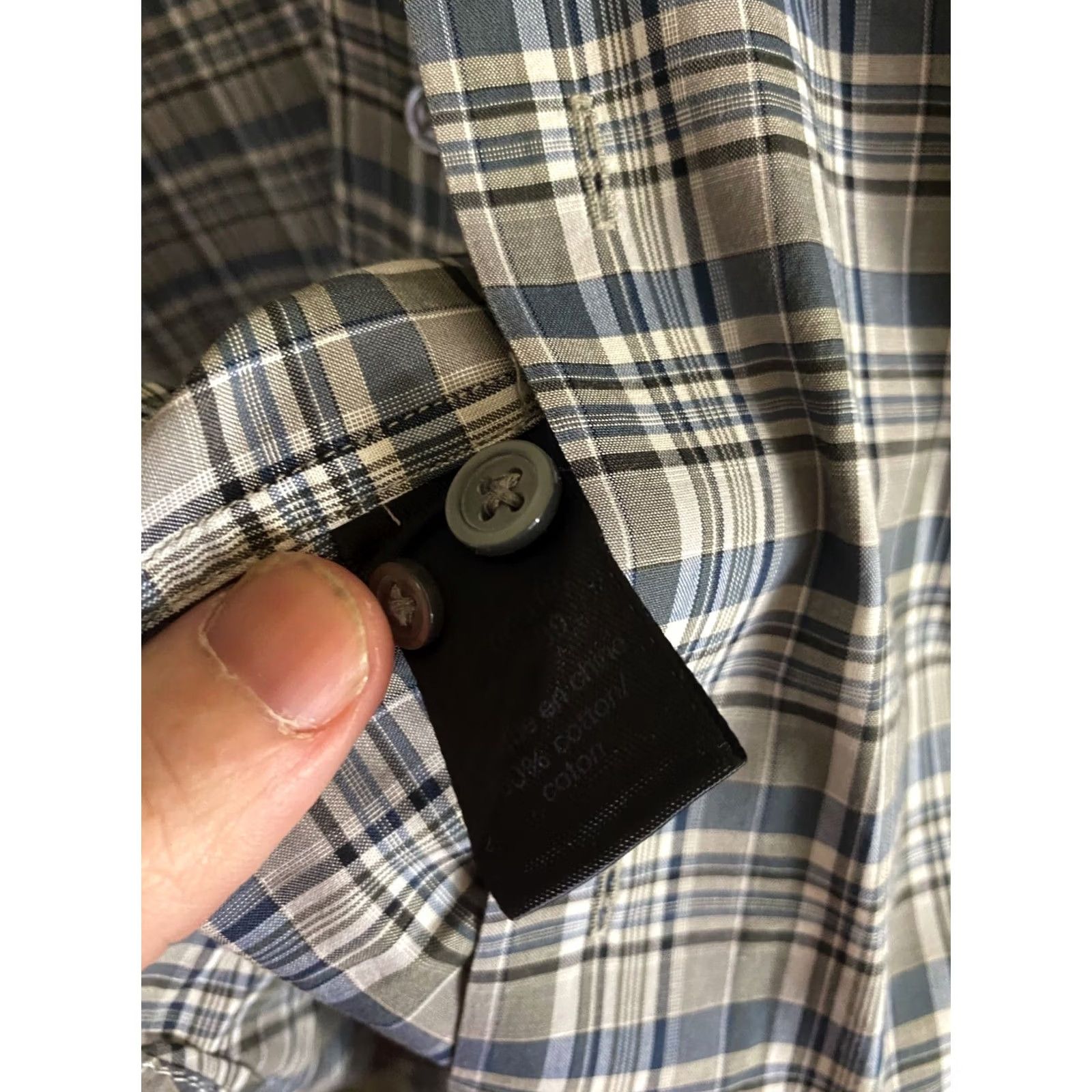 John Varvatos John Varvatos Shirt Long Sleeve Gray Blue Plaid Large L 16 x 34/35 Mens Button-Up Size US L / EU 52-54 / 3 - 6 Thumbnail