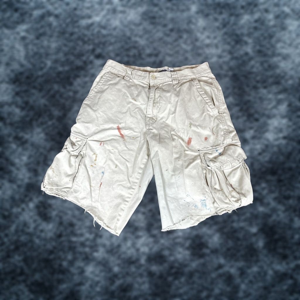 Old Navy VINTAGE Old Navy Cargo Shorts Mens 32 White Distressed Baggy 90s Grunge Y2K Mens Size US 32 / EU 48 - 1 Thumbnail