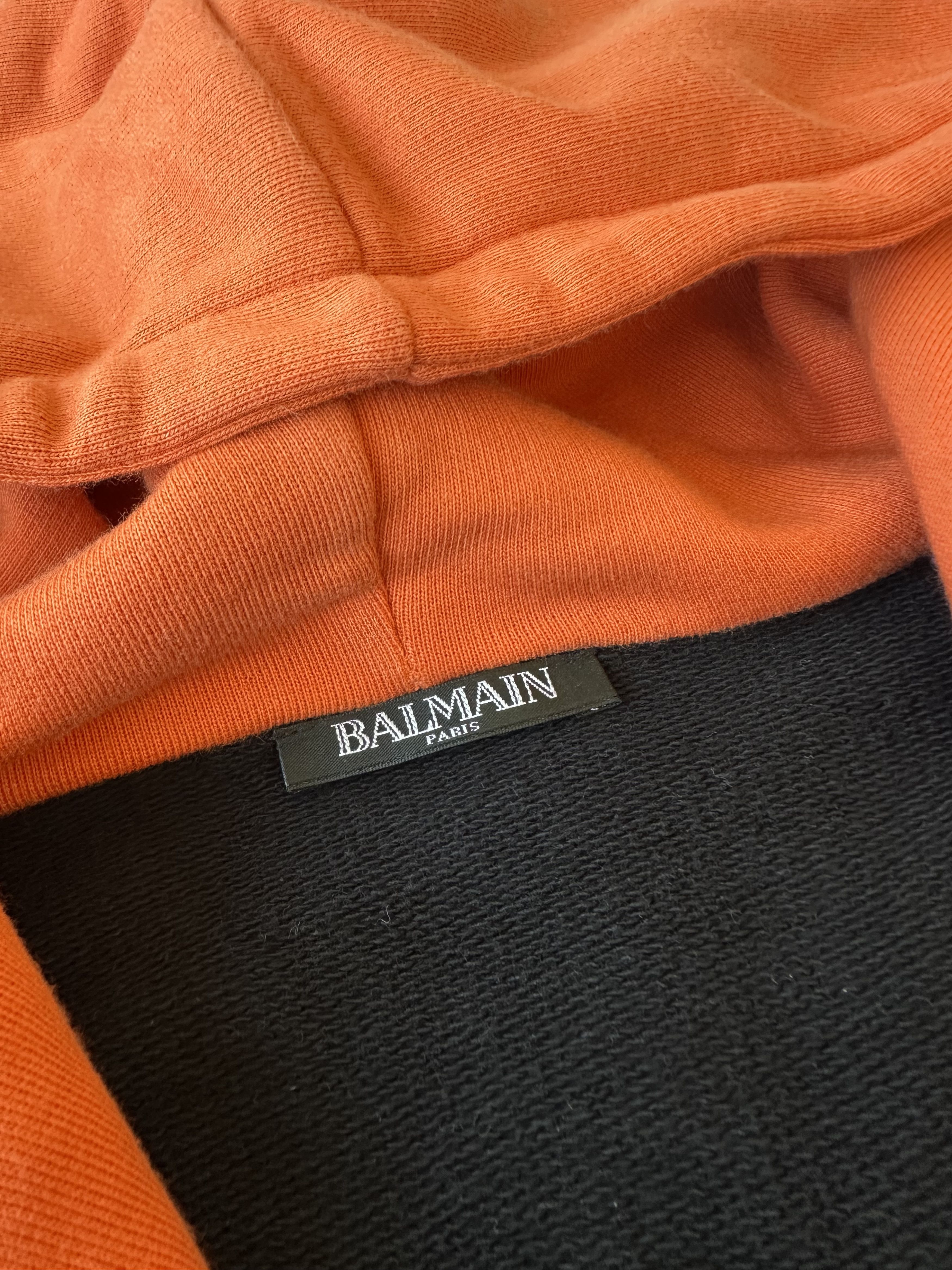 Balmain SS17 Balmain Biker Multi Zip Heavy Hoodie Orange/Black Size US XL / EU 56 / 4 - 4 Thumbnail