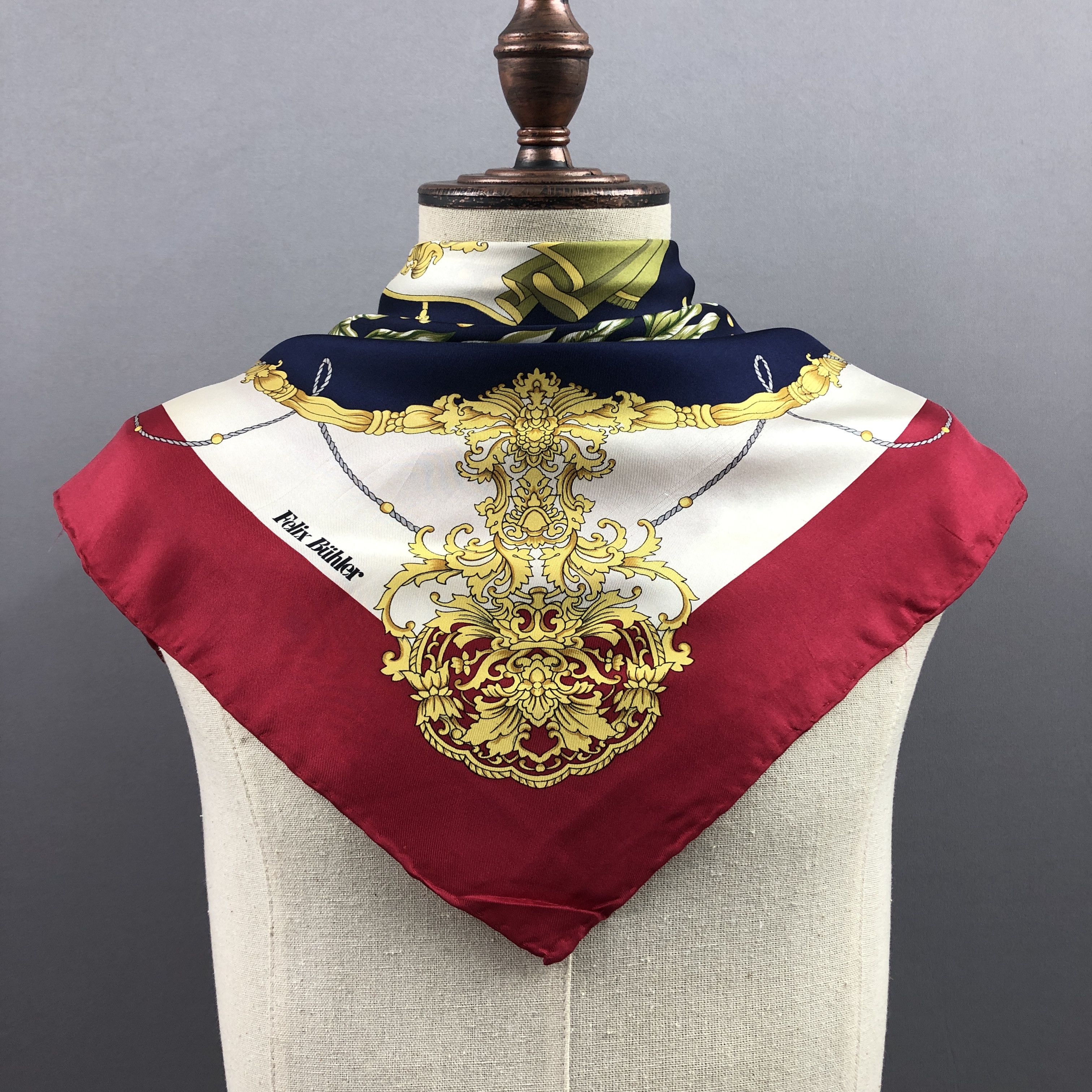 Designer × Vintage Vintage Felix Buhler SILK Scarf Twill Stole Wraps Scarves Size ONE SIZE - 6 Thumbnail