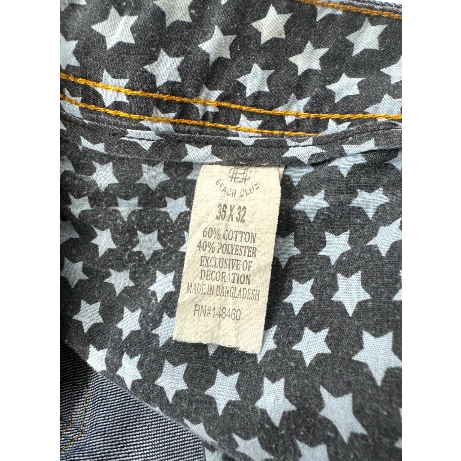 Denime Huntington Beach Club Jeans Mens 36x32 Blue Denim Jeans Straight 5-Pocket Regular Waist 36 Inseam 32 Mens Clothing Beach Theme Size US 36 / EU 52 - 4 Thumbnail