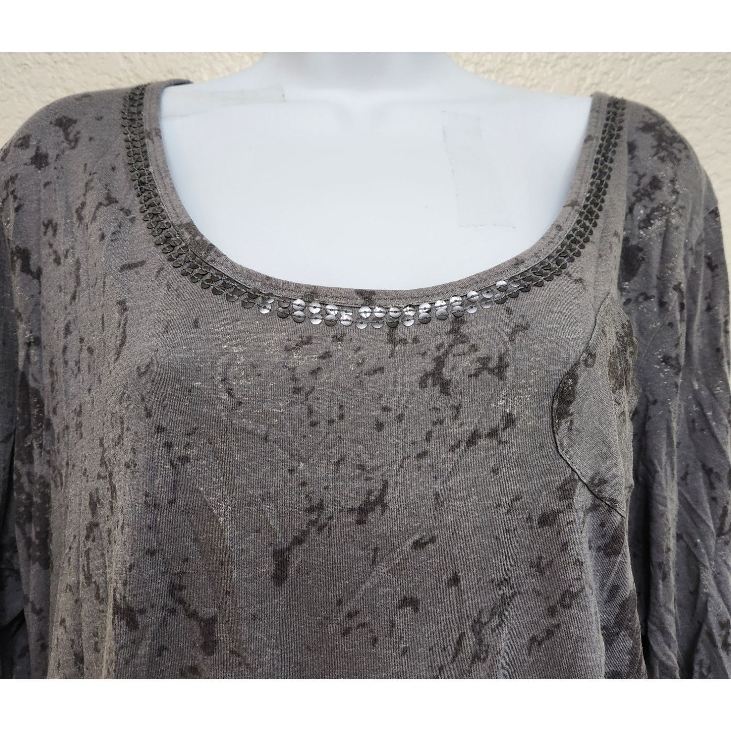 Other Tees 2 Please Avenue Gray Splatter Print Sequin Top 18 20 Size XL / US 12-14 / IT 48-50 - 2 Thumbnail