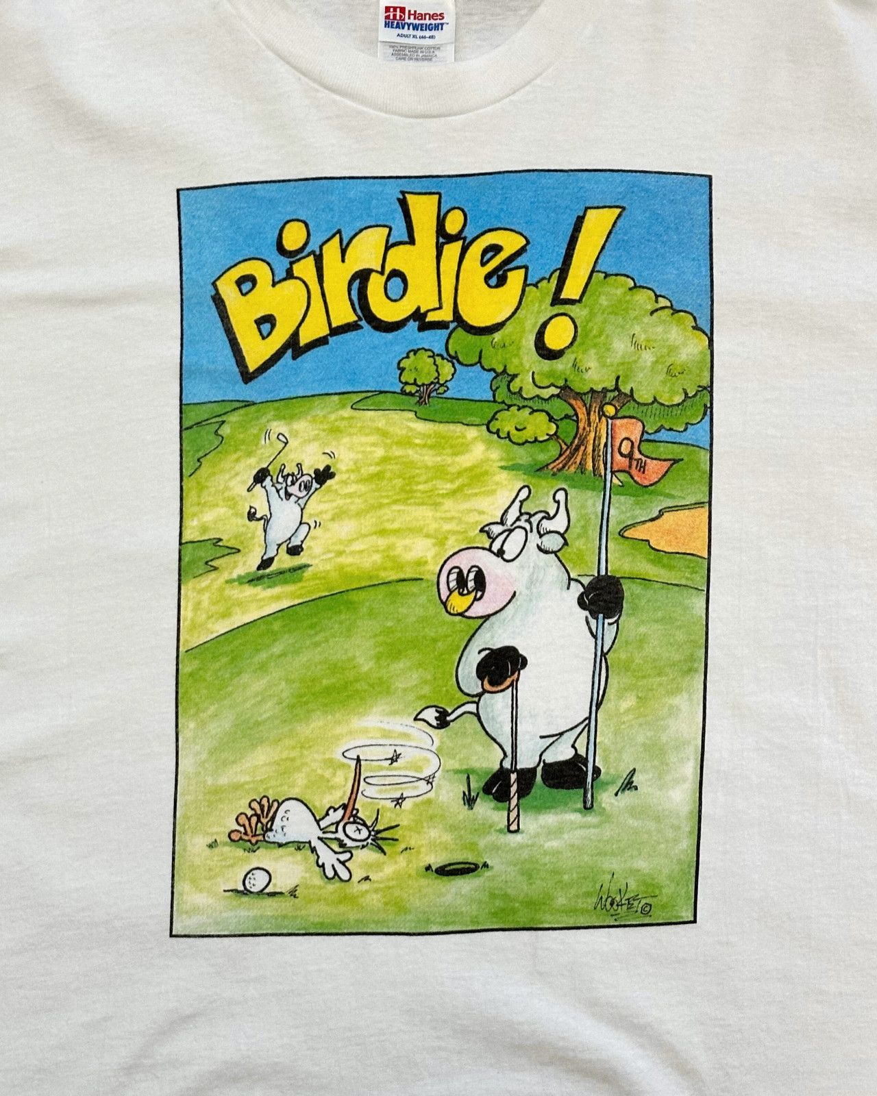 Hanes × Vintage Vintage A Herd of Laughter Birdie! Humor T-Shirt - Size XL Size US XL / EU 56 / 4 - 3 Thumbnail