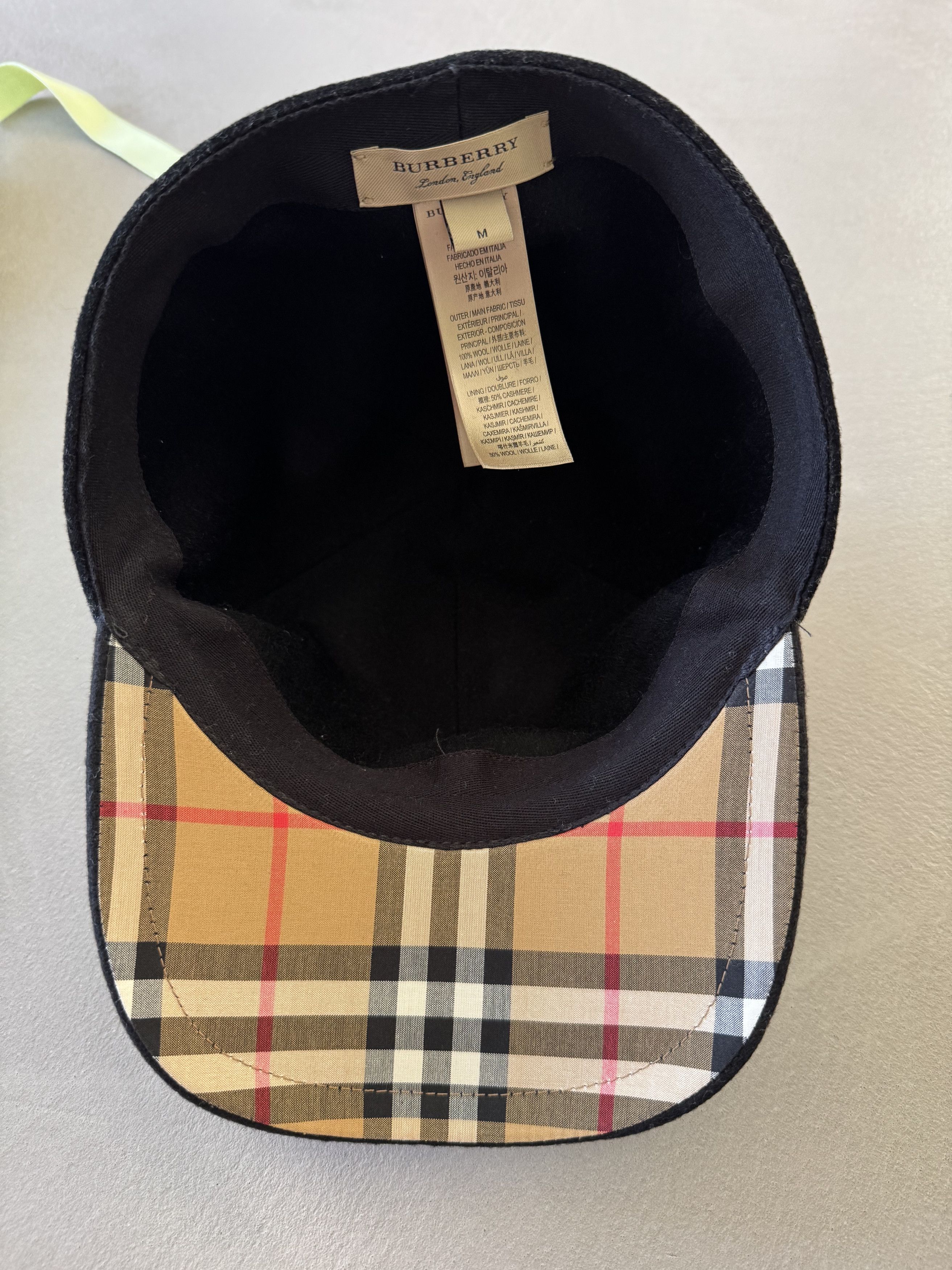 Burberry Burberry Felted Wool Cashmere Baseball Cap, Black, Check Size ONE SIZE - 4 Thumbnail