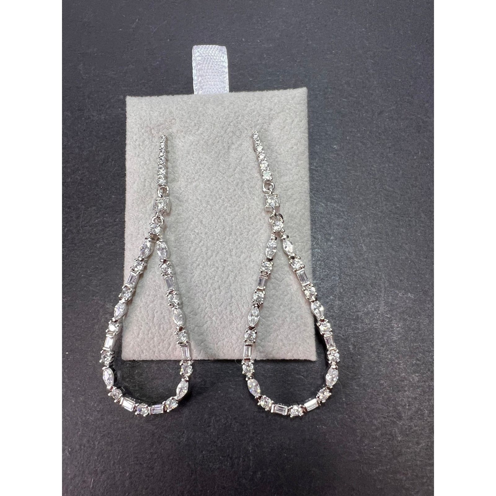 Other Open teardrop CZ sterling silver dangle earrings Size ONE SIZE - 1 Thumbnail