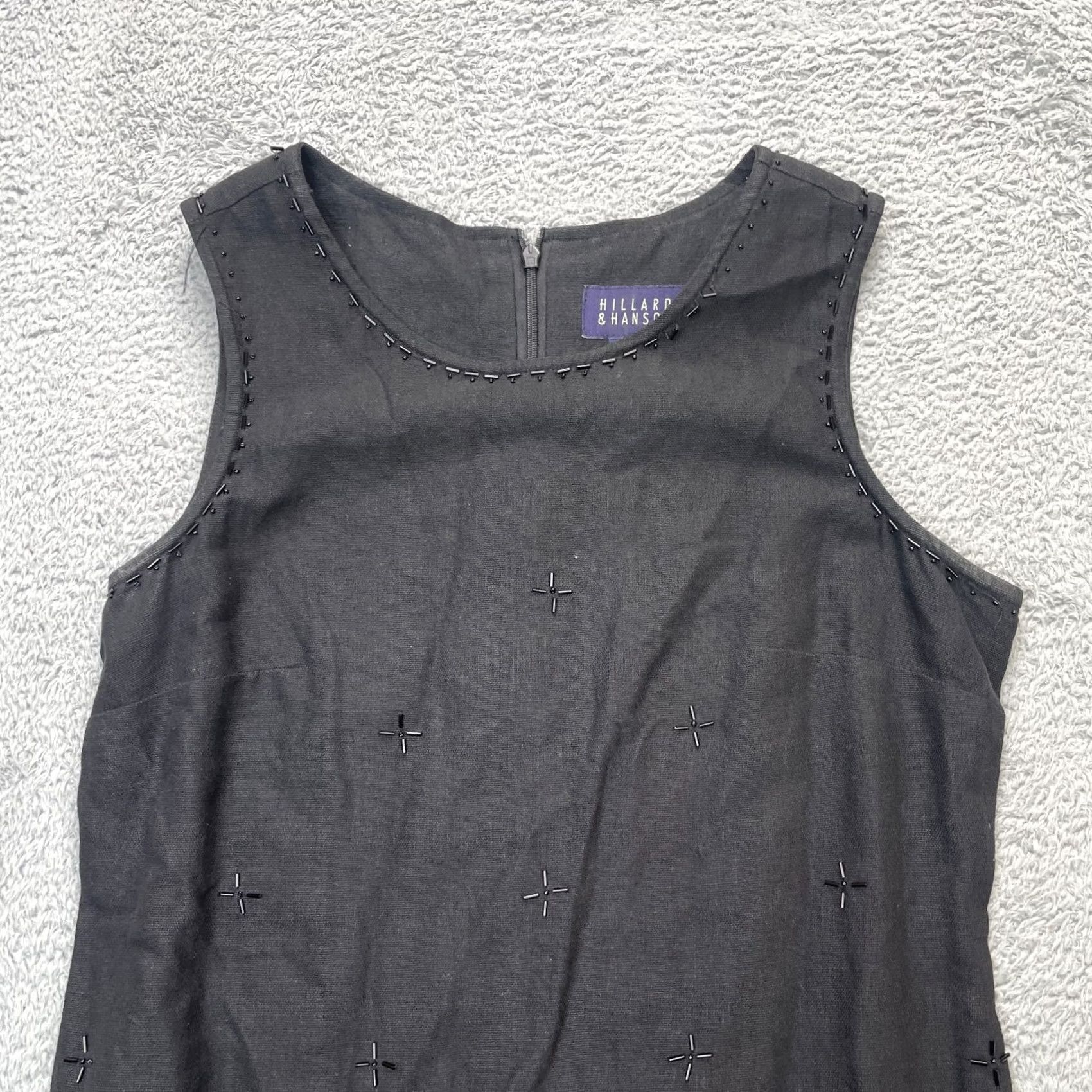 Vintage VINTAGE Hillard And Hanson Dress Womens Black 4 Linen Blend Sleeveless Beaded Size S / US 4 / IT 40 - 5 Thumbnail
