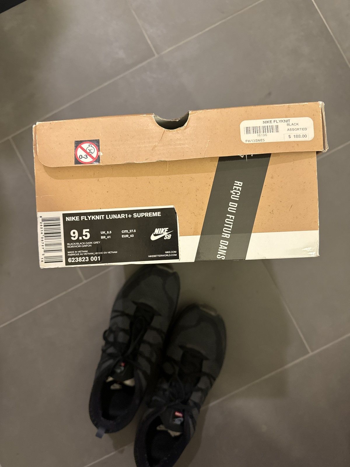 Nike × Supreme SUPREME + NIKE FLYNIT LUNAR 1 Size US 9.5 / EU 42-43 - 3 Thumbnail