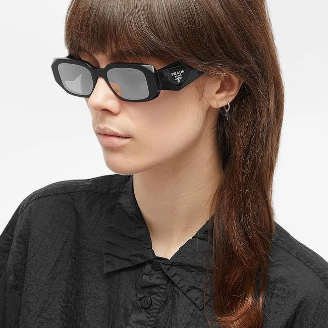Prada NEW Prada PR17WS 1AB2B0 Black Grey Silver Square Sunglasses Size ONE SIZE - 14 Thumbnail