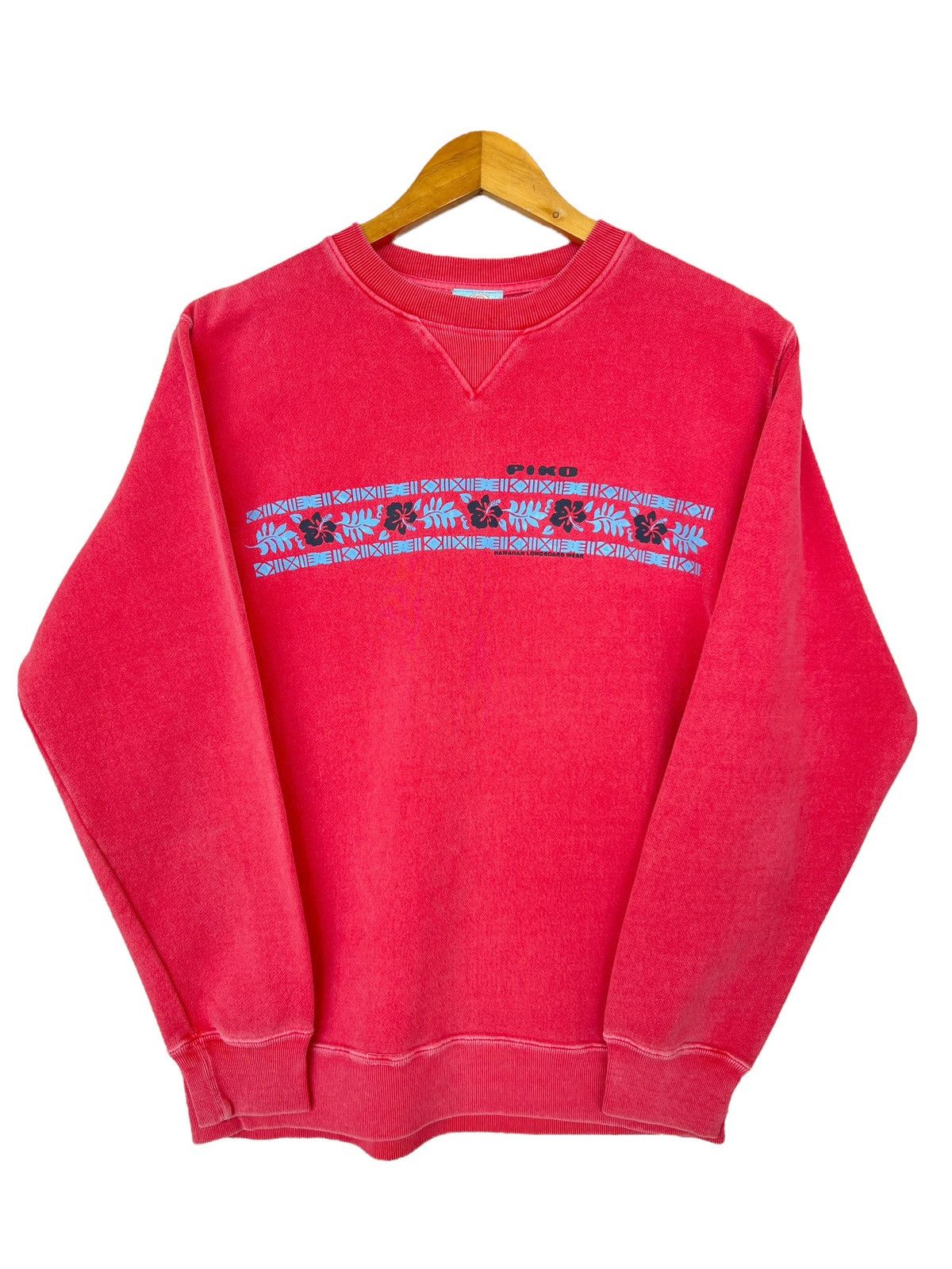 Vintage Vintage Piko Hawaii Floral Logo Sunfaded Red Sweatshirt Size M / US 6-8 / IT 42-44 - 2 Thumbnail