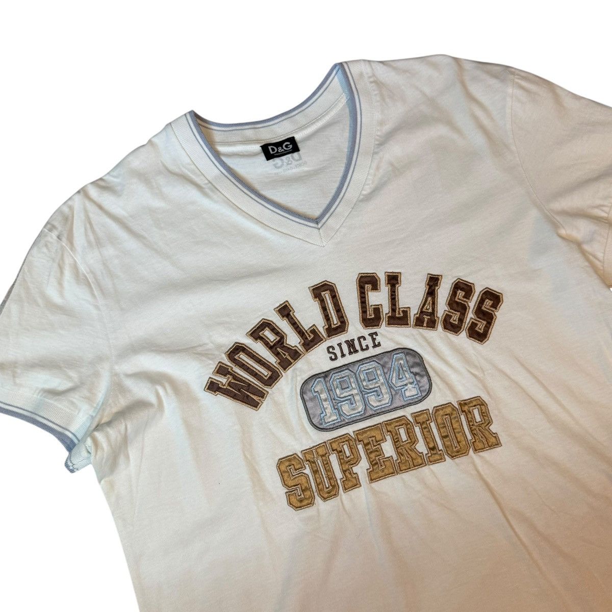 Dolce & Gabbana Dolce & Gabbana Embroidered T-Shirt WORLD CLASS White,Y2K Size US XL / EU 56 / 4 - 2 Thumbnail