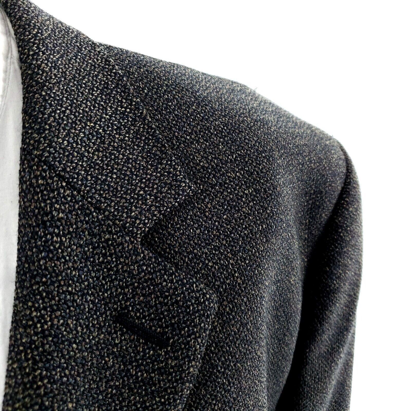 Joseph & Feiss Joseph & Feiss Tweed Wool 3 Button Sport Coat 46R Green Blue Size 46R - 2 Thumbnail