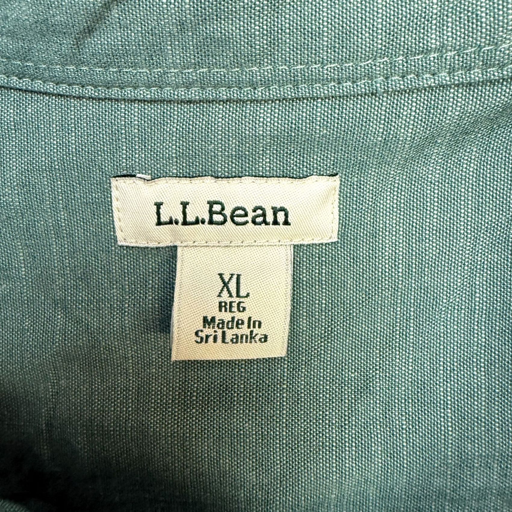 Vintage LL Bean Workshirt Womens XL Green Chambray Cotton Stretch Button Up Roll Tab Top Size XL / US 12-14 / IT 48-50 - 4 Thumbnail