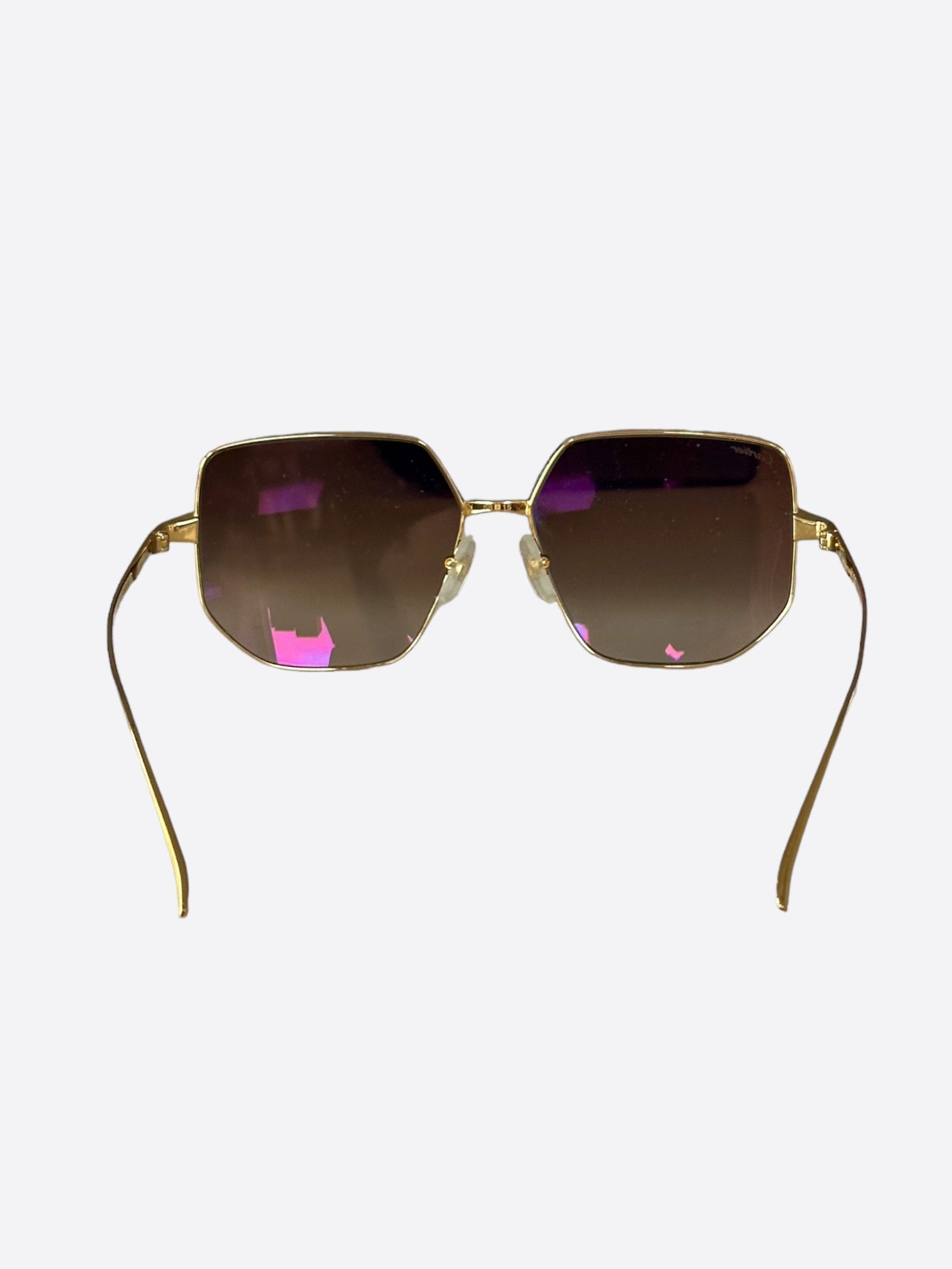 Cartier Cartier Gold Santos CT0327S Sunglasses Size ONE SIZE - 3 Thumbnail