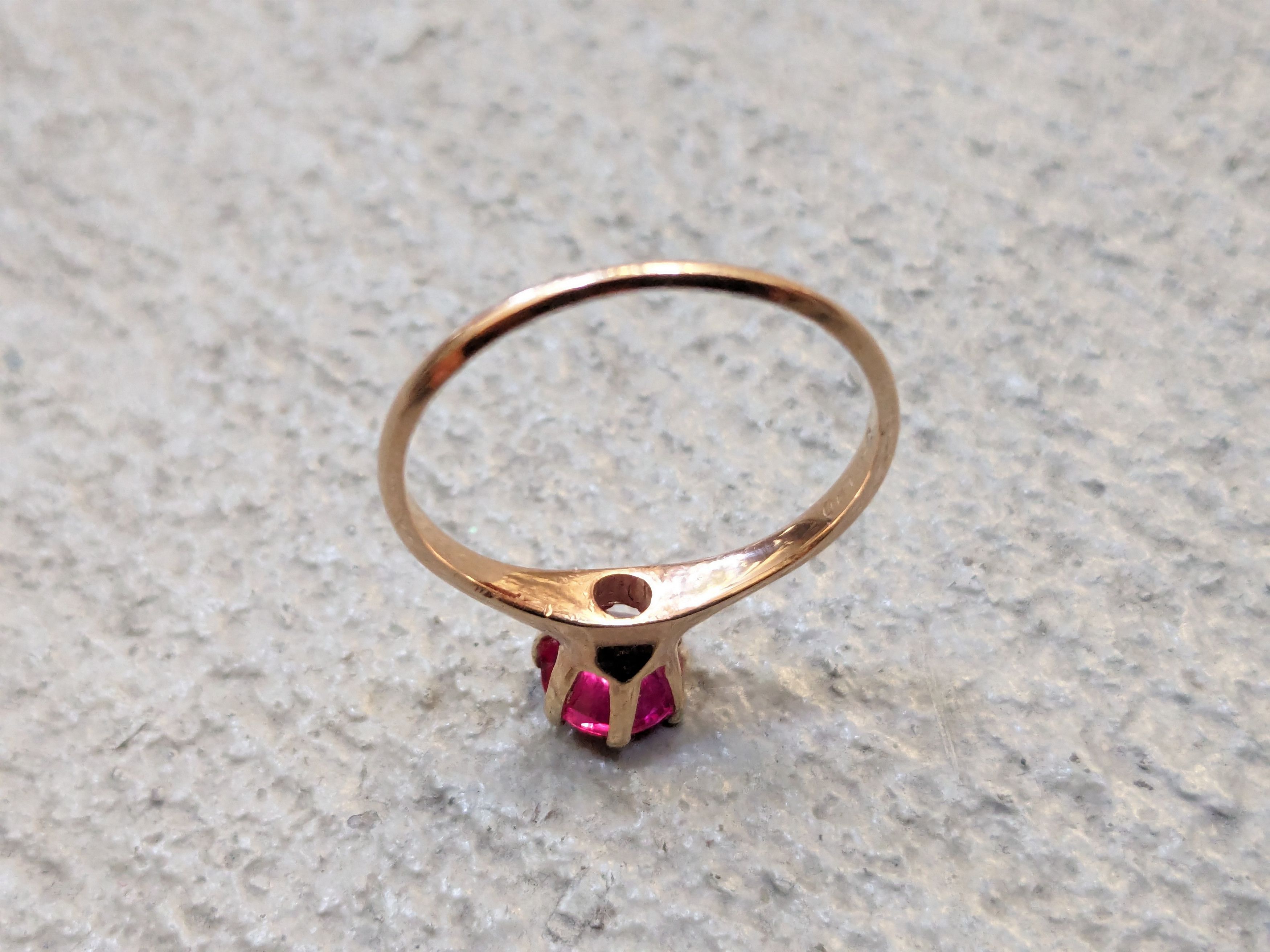 Jewelry 10k Yellow Gold Ring Lab Red Ruby Size 7 Princess Cut Size ONE SIZE - 8 Thumbnail
