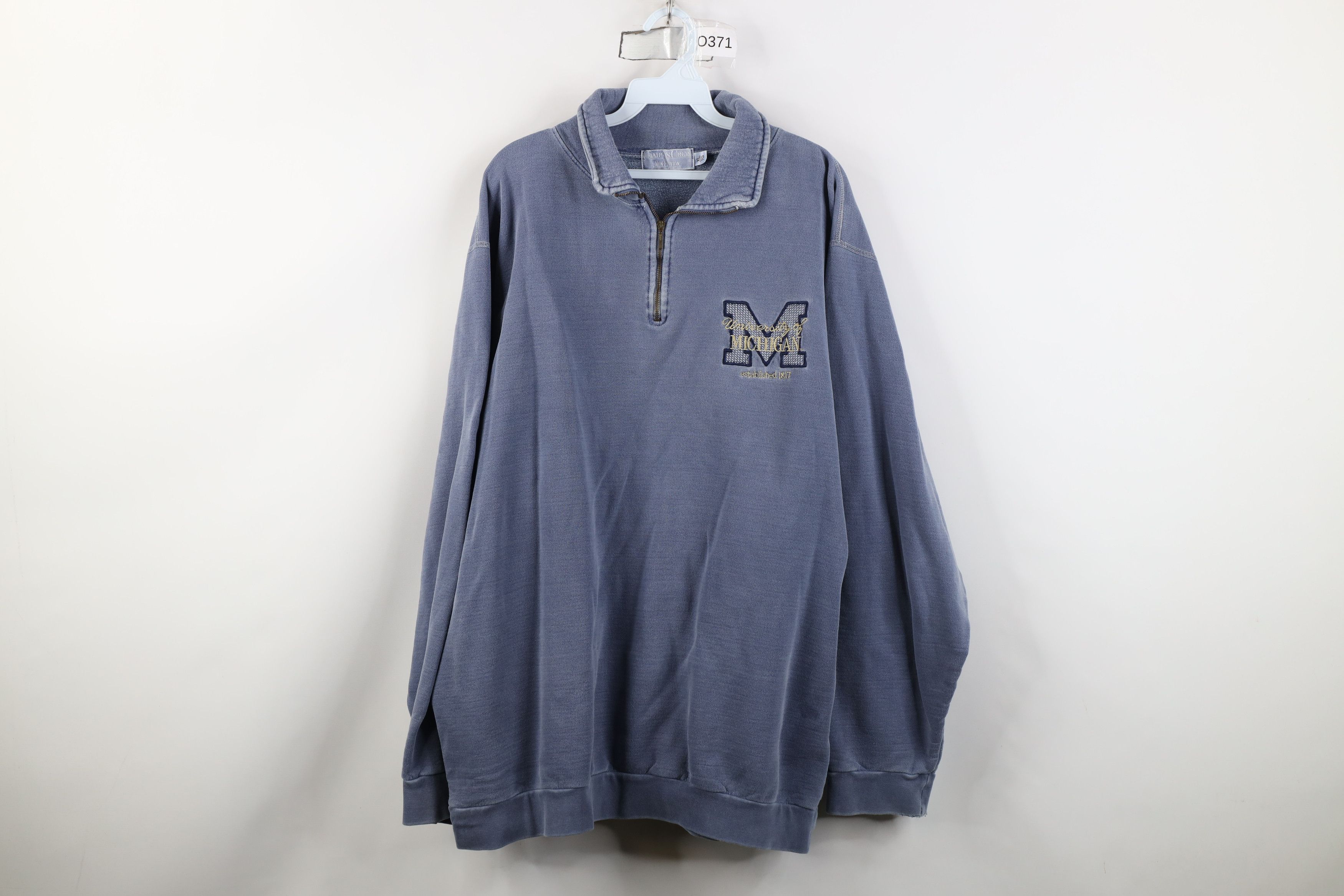 Vintage Vintage 90s University of Michigan 1/4 Half Zip Sweatshirt Size US XL / EU 56 / 4 - 1 Thumbnail