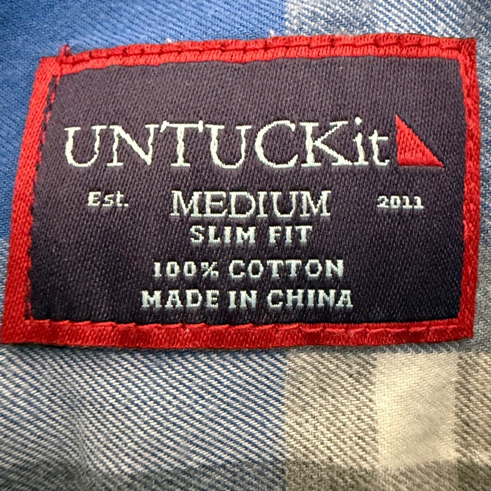 UNTUCKit UNTUCKit Shirt Mens Medium Slim Fit Blue Plaid Wrinkle Free Size US M / EU 48-50 / 2 - 2 Thumbnail