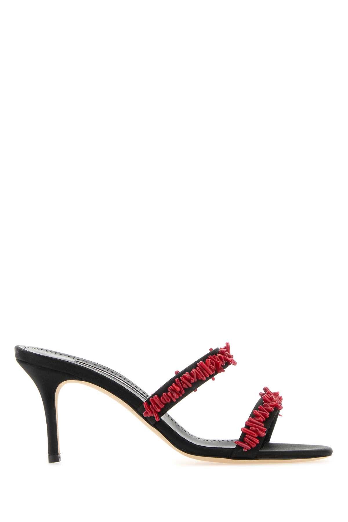 Black Satin Clorette Mules