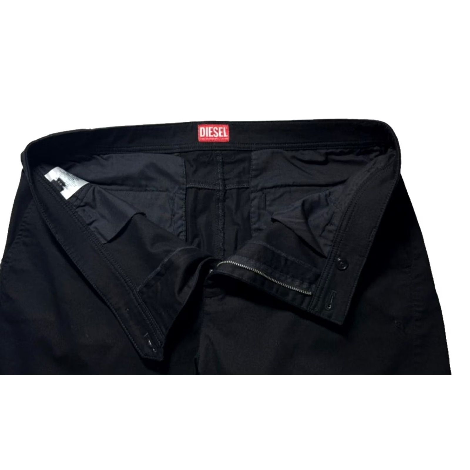 Diesel Diesel Pants for Men – Black Cotton Rayon Blend Slim Fit Chino SIZE 54 Casual Wear, 30 in Inseam, 33 in Waist, Logo Accents, Regular, 3P Size US 38 / EU 54 - 7 Thumbnail