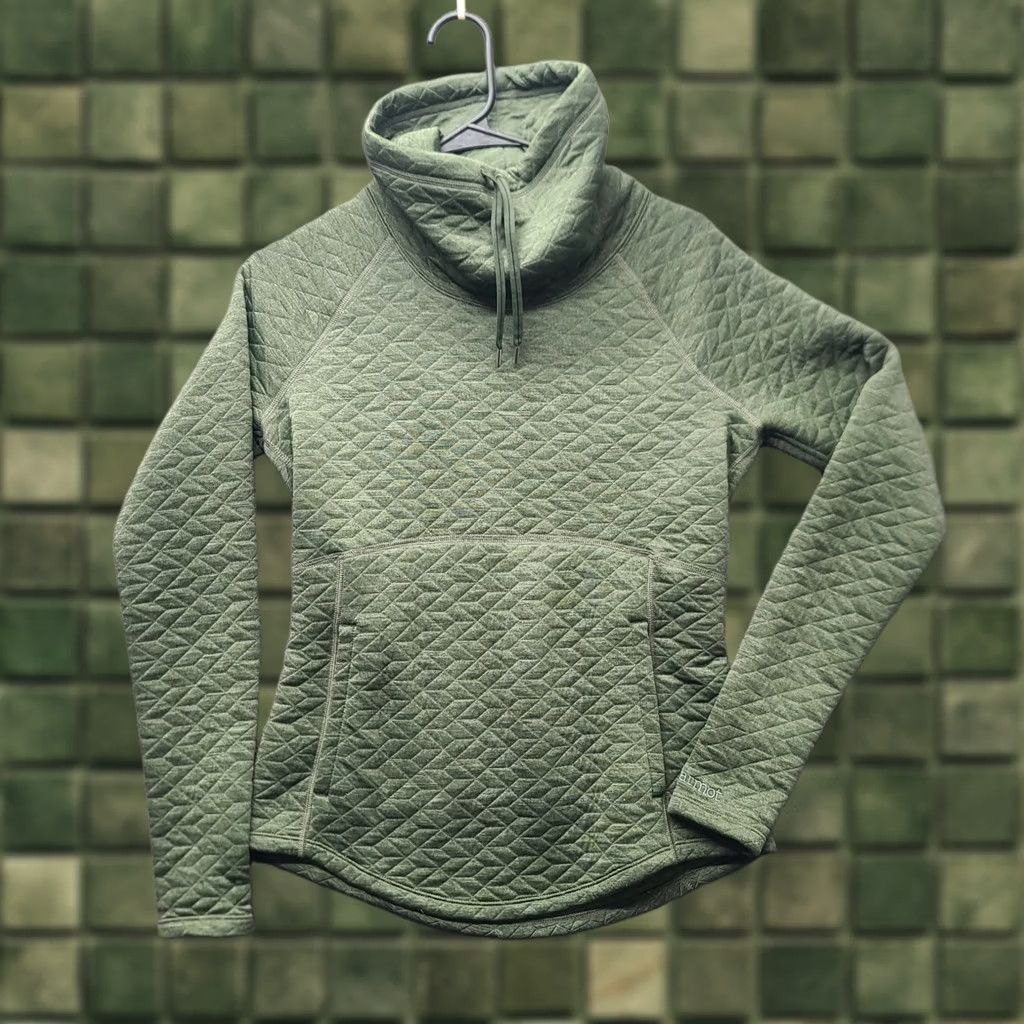 Marmot Marmot Womens Pullover Sweatshirt Diamond Quilted Fleece Cowl Neck Regular S Green Size S / US 4 / IT 40 - 1 Thumbnail