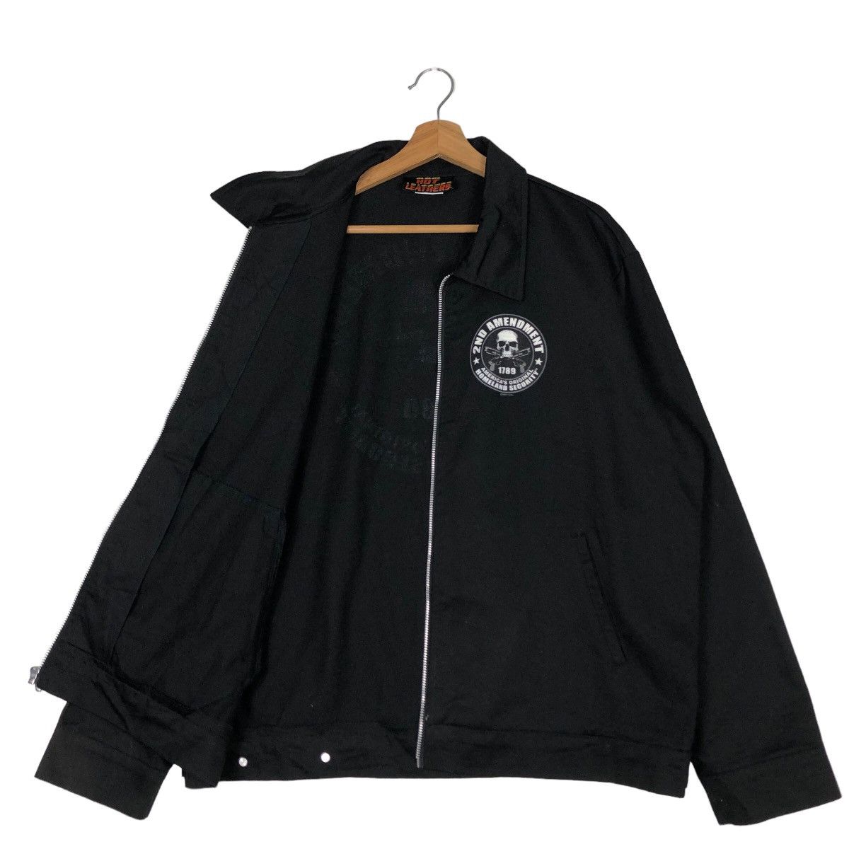 Vintage 🔥Vtg Bomber Jacket Biker Punk Design 2nd Amendment Skeleton Size US L / EU 52-54 / 3 - 10 Thumbnail