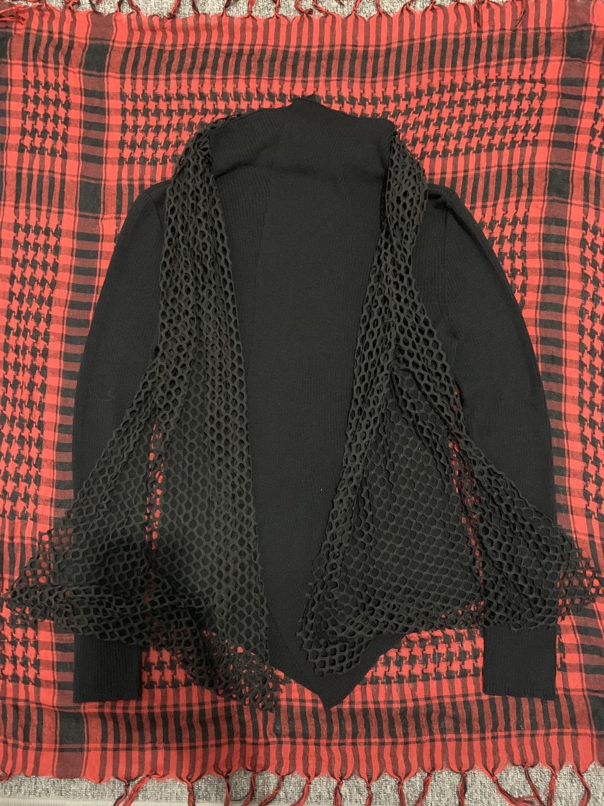 Japanese Brand Trussardi Cross Distressed Back Cardigan with Scarf Size M / US 6-8 / IT 42-44 - 4 Thumbnail