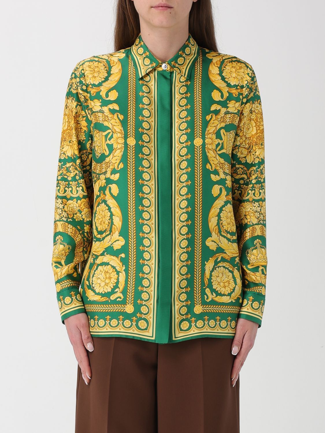 Versace Versace Shirt Woman Emerald Size S / US 4 / IT 40 - 1 Thumbnail