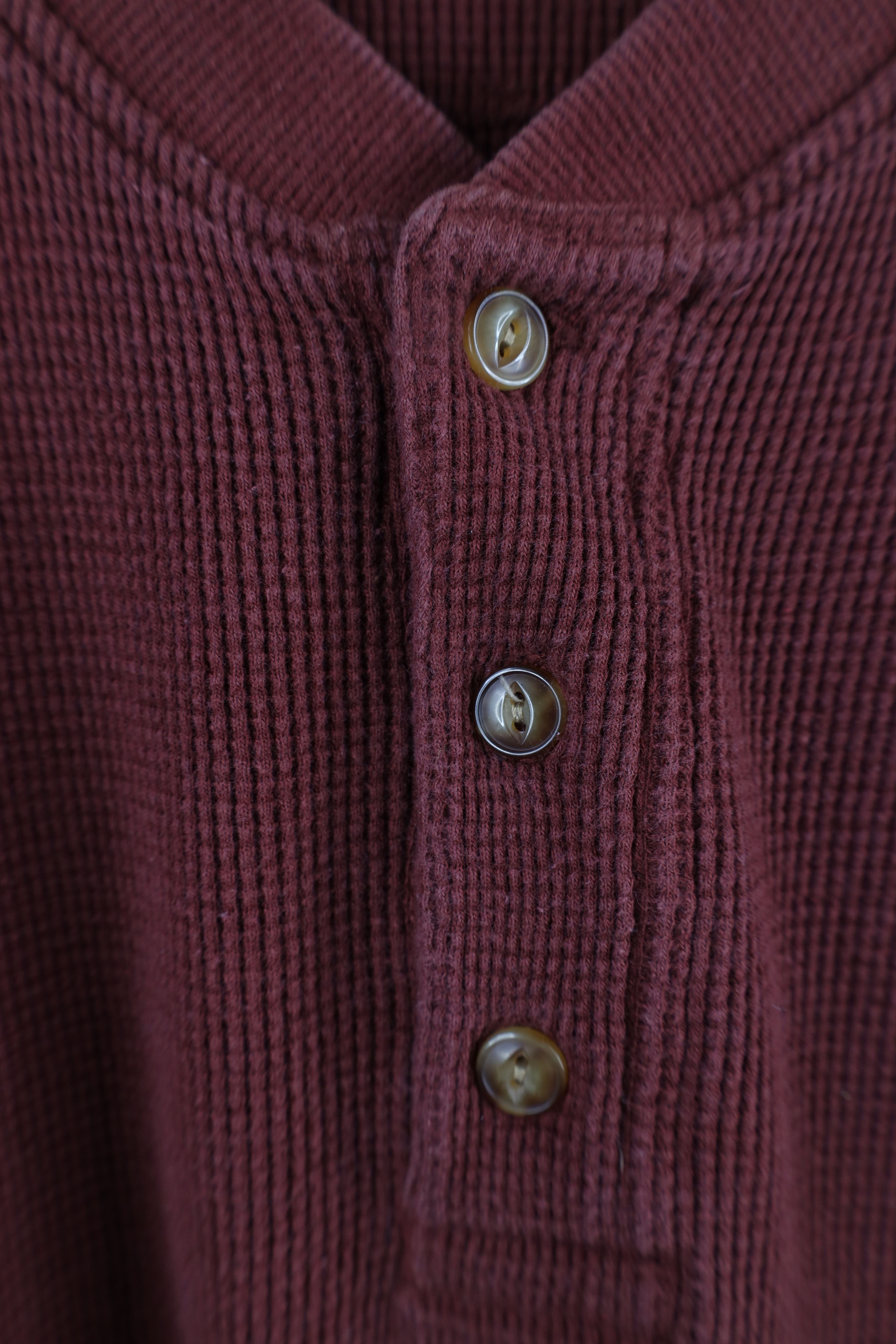 Cabelas × Vintage Vintage 90s Cabelas Blank Thermal Waffle Knit Henley T-Shirt Size US L / EU 52-54 / 3 - 4 Thumbnail