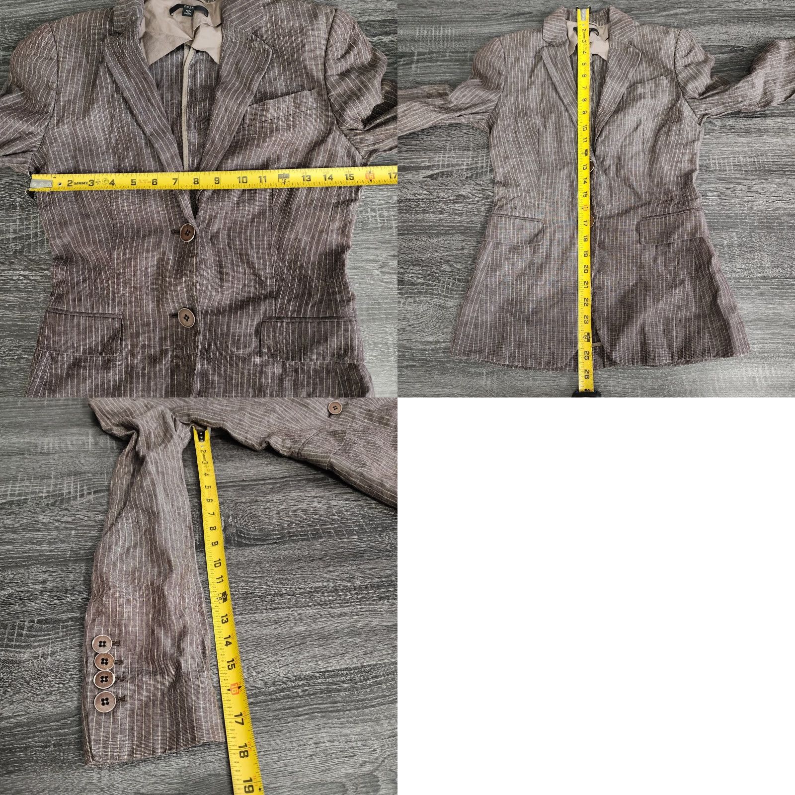 Vintage VINTAGE Boss Hugo Boss Blazer Jacket Linen Blend Lined Brown Stripe Womens US 2 2 Button 3 Buttons Work Size XS / US 0-2 / IT 36-38 - 8 Thumbnail