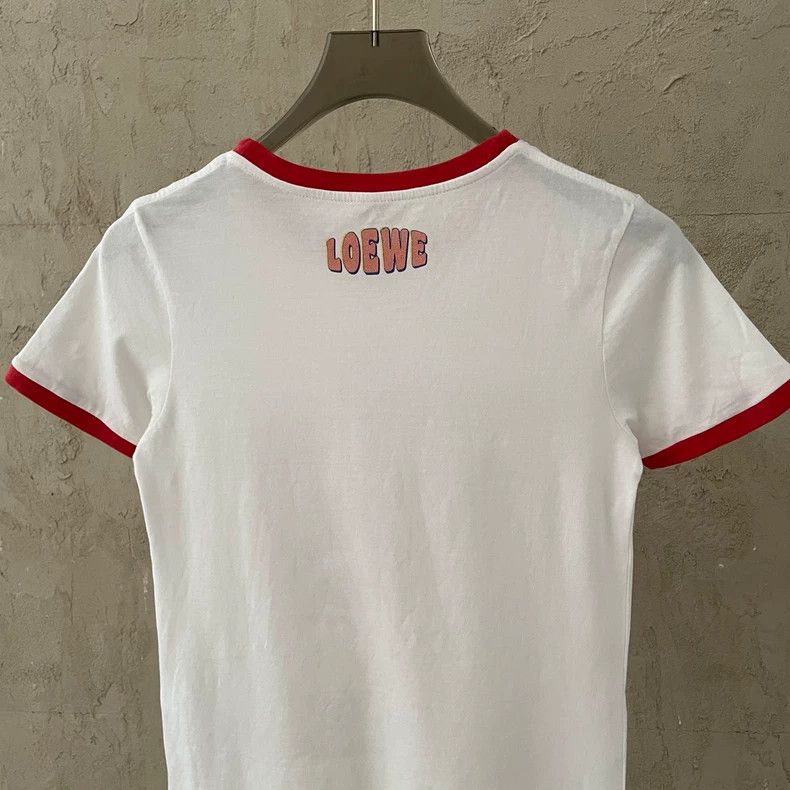 Loewe LOEWE White oyster platter printed red border short sleeve Size XS / US 0-2 / IT 36-38 - 4 Thumbnail