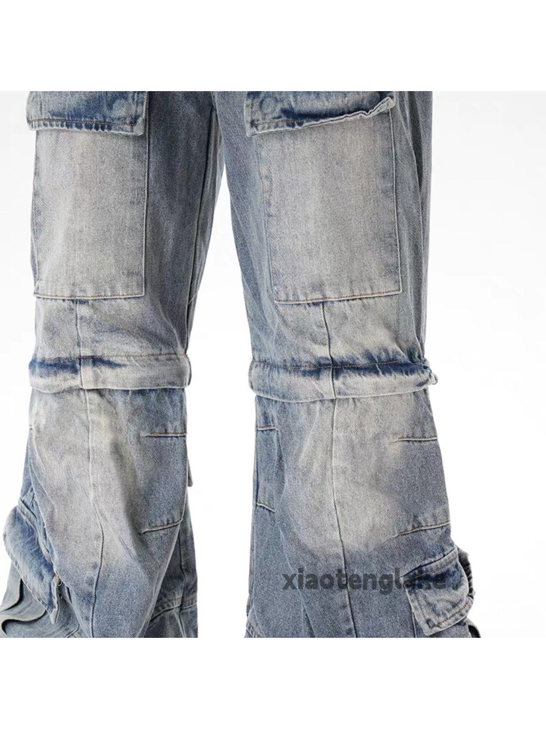 Jean Unisex utility loose baggy faded hiphop cargo pants Size US 32 / EU 48 - 7 Thumbnail