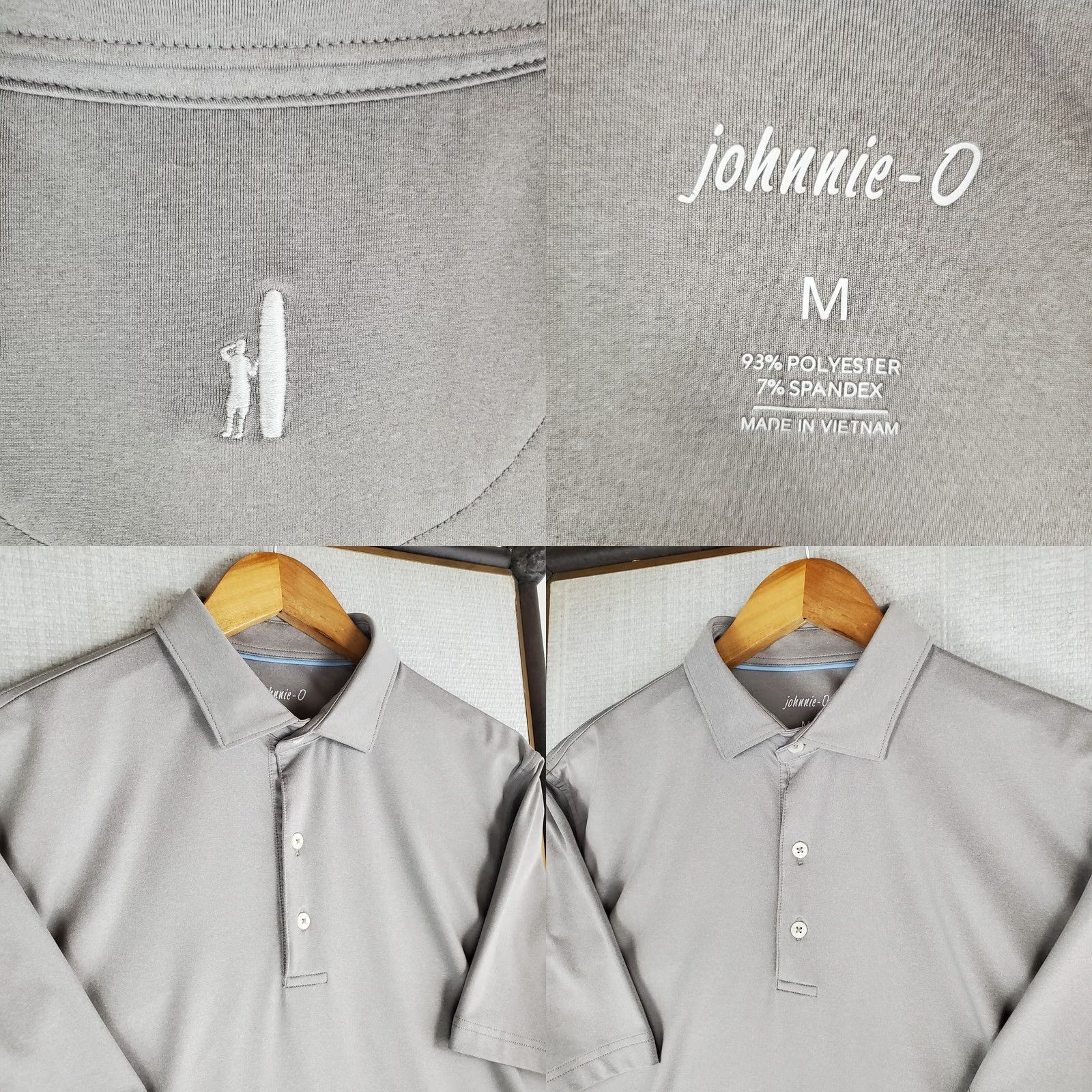johnnie-O JOHNNIE-O Polo Shirt Mens Size Medium Gray Performance Poly/Spandex Golf UPF+ Size US M / EU 48-50 / 2 - 8 Thumbnail