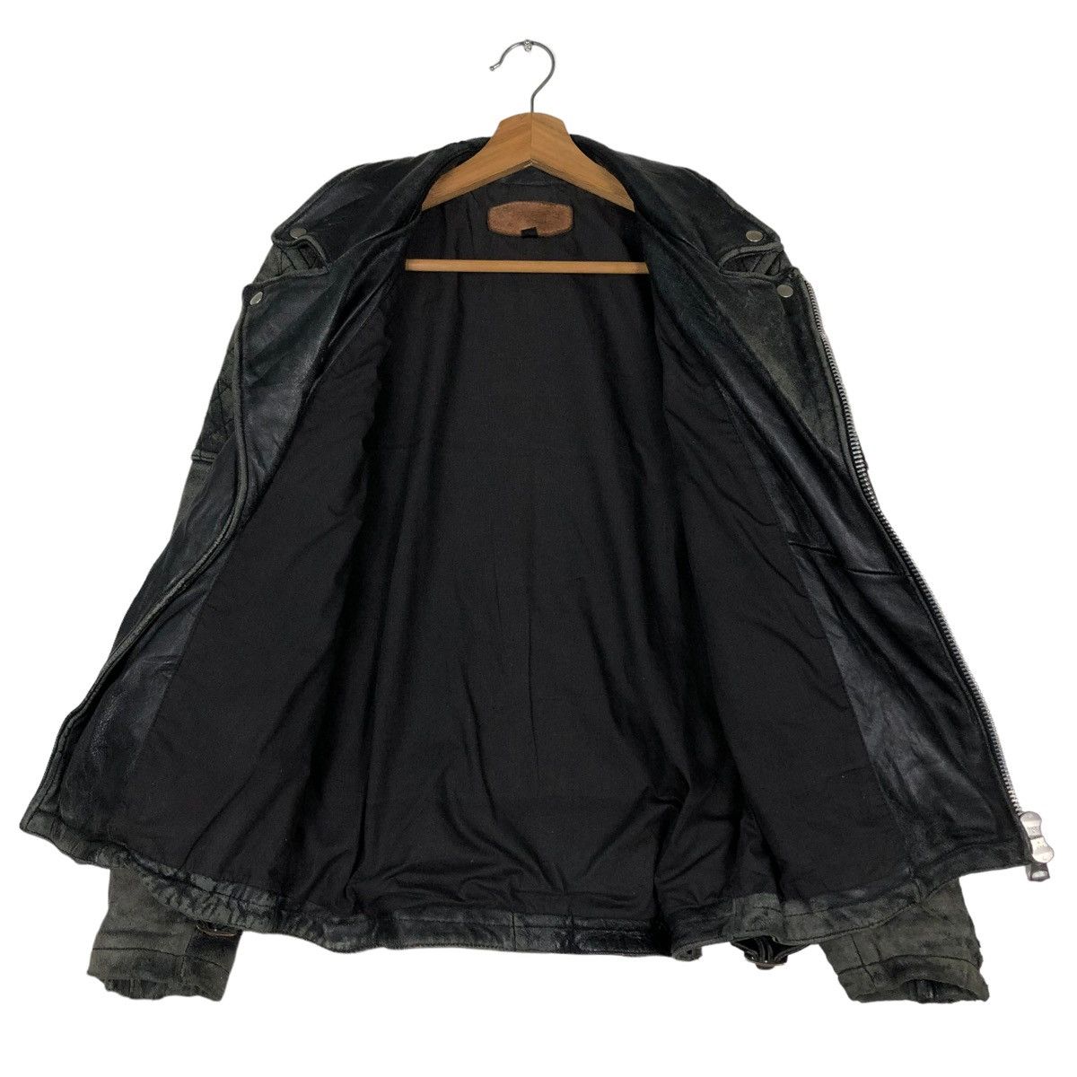 Genuine Leather 🔥VINTAGE FLY LEATHER JACKET CAFE RACER DOUBLE BREAST Size US S / EU 44-46 / 1 - 13 Thumbnail