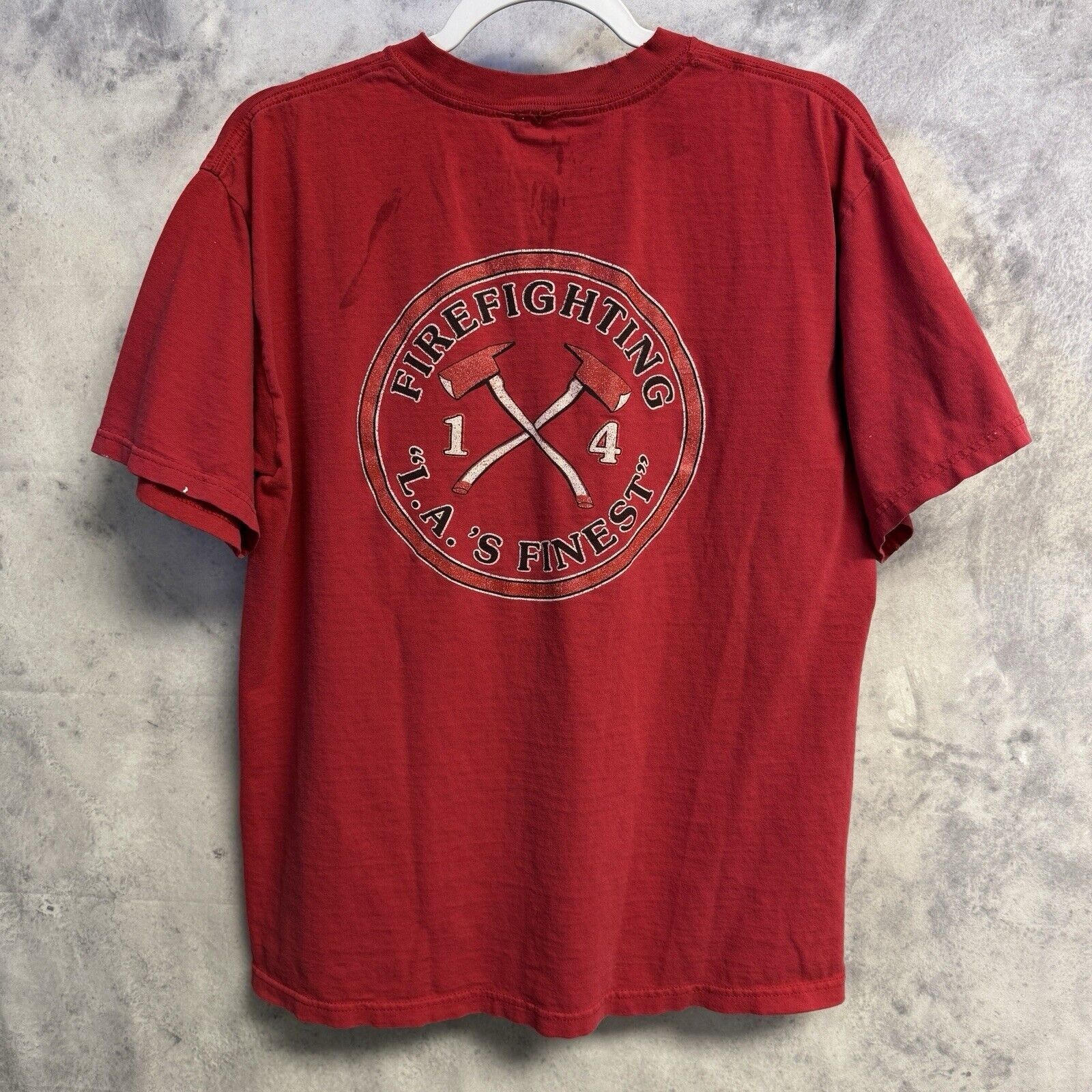 Vintage Vintage Los Angeles Fire Fighter T Shirt Mens Medium Red Sho Size US M / EU 48-50 / 2 - 1 Thumbnail