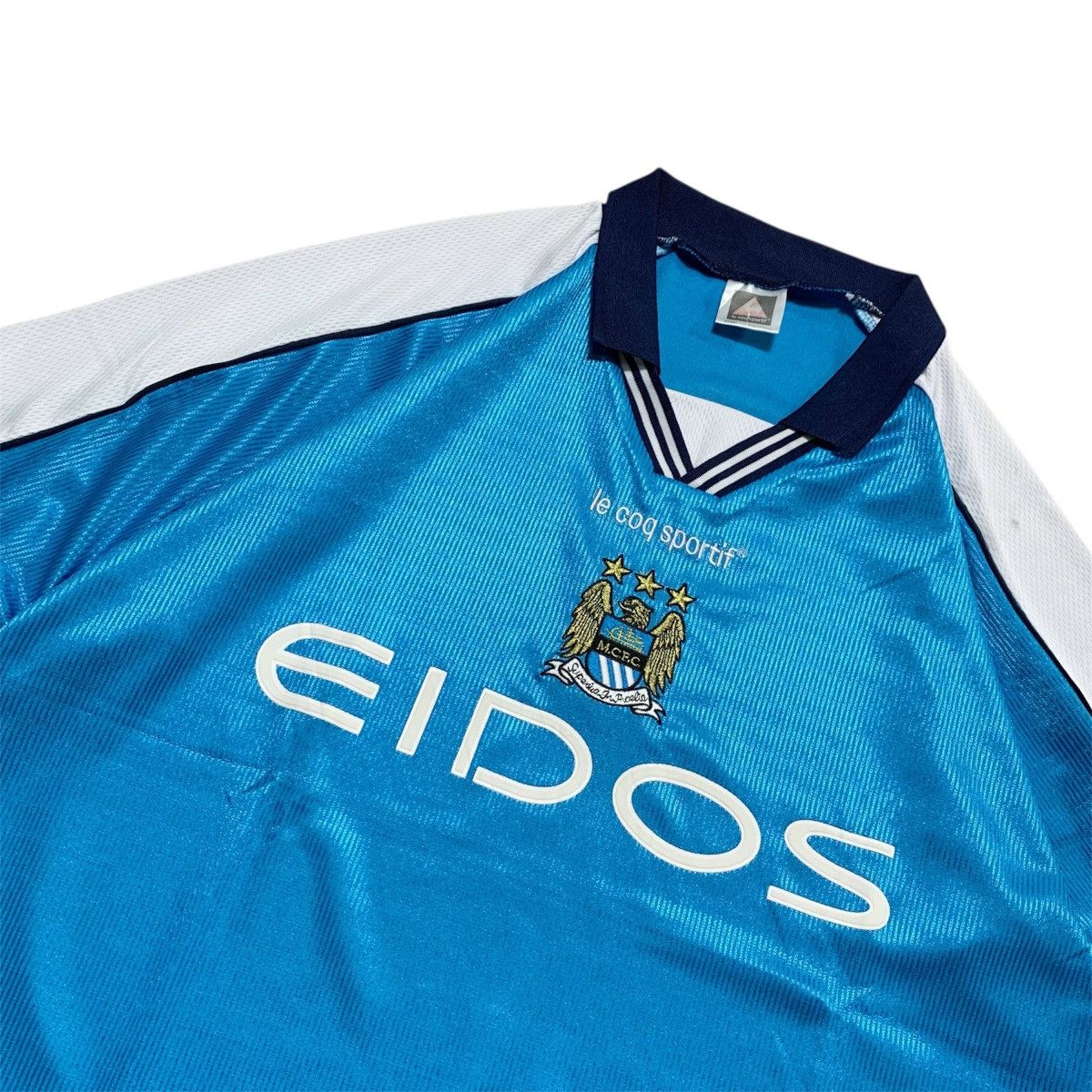 Le Coq Sportif Vtg 90s Le Coq Sportif Manchester City 'EIDOS' Home Jerseys Size US M / EU 48-50 / 2 - 2 Thumbnail