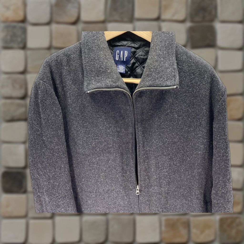Gap VINTAGE Gap Coat Jacket Men L Wool Blend Full Zip Gray Quilted Lined VTG Y2K Mens Size US L / EU 52-54 / 3 - 1 Thumbnail