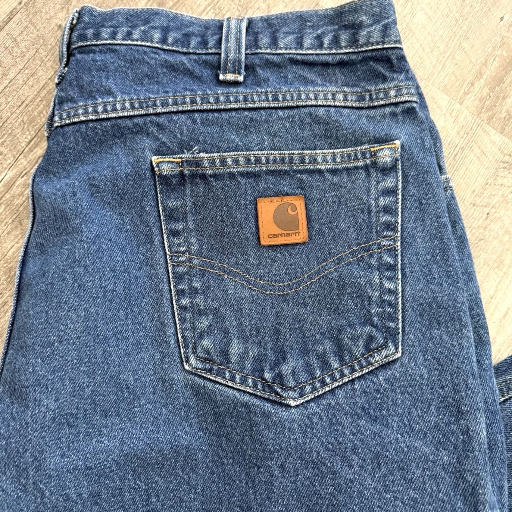 Carhartt Carhartt Jeans Mens 40x30 Relaxed Fit Straight Leg Dark Wash Blue Cotton 381-83 Logo Size US 40 / EU 56 - 7 Thumbnail