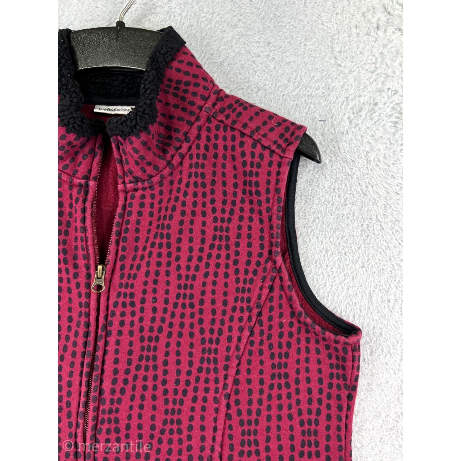 Croft & Barrow Croft & Barrow Vest Womens Medium Red Argyle Full Zip Pockets Cotton Blend Size M / US 6-8 / IT 42-44 - 5 Thumbnail