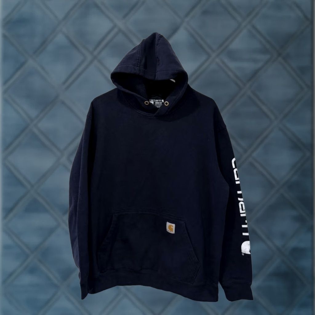 Carhartt Carhartt Hoodie Sweatshirt Logo 90s Grunge Pullover Hooded Blue M Mens Long Sleeve Pocket Size US M / EU 48-50 / 2 - 1 Thumbnail