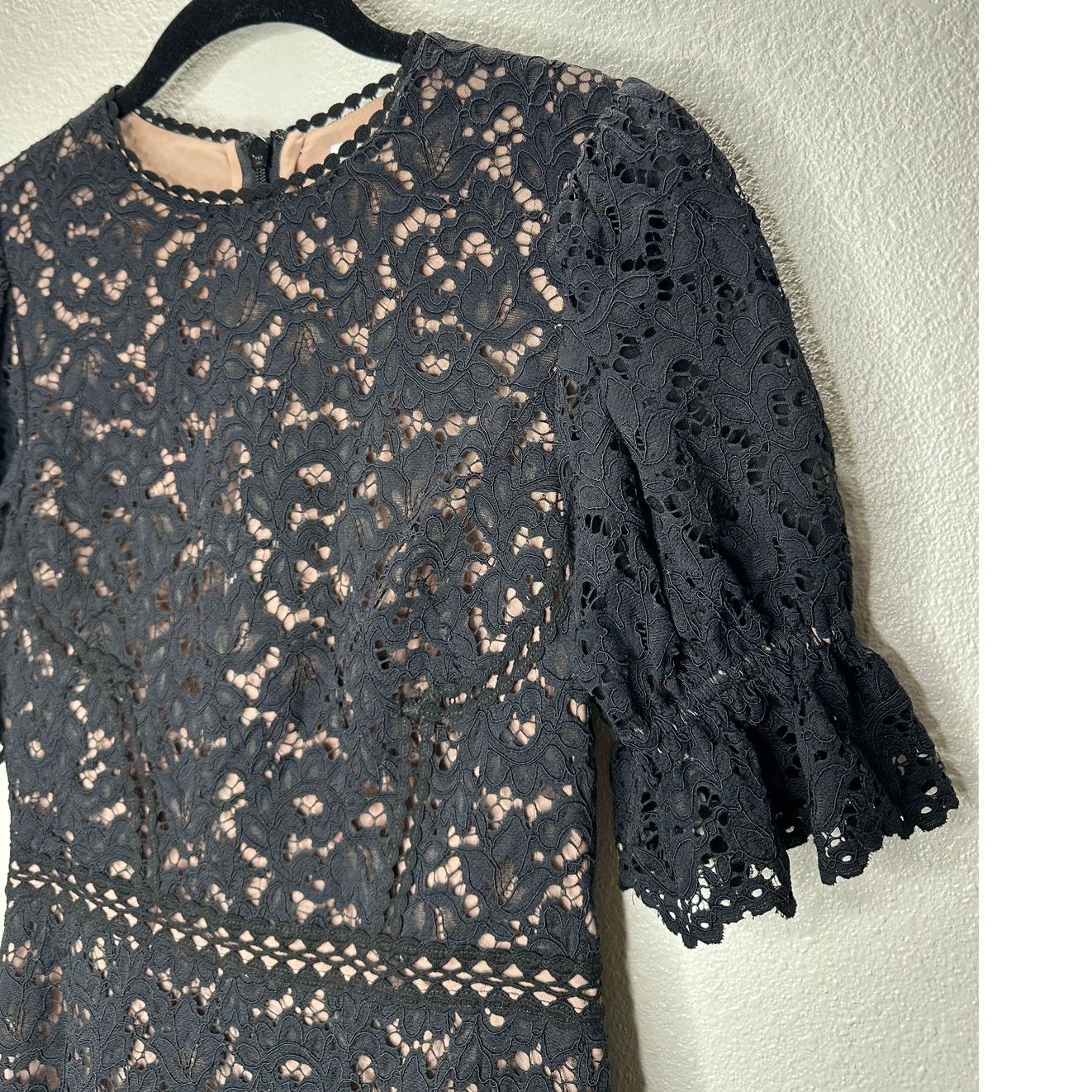 Jonathan Simkhai Jonathan Simkhai Black Eyelet Nude Lining Puff Sleeve Mini 4 Size S / US 4 / IT 40 - 7 Thumbnail
