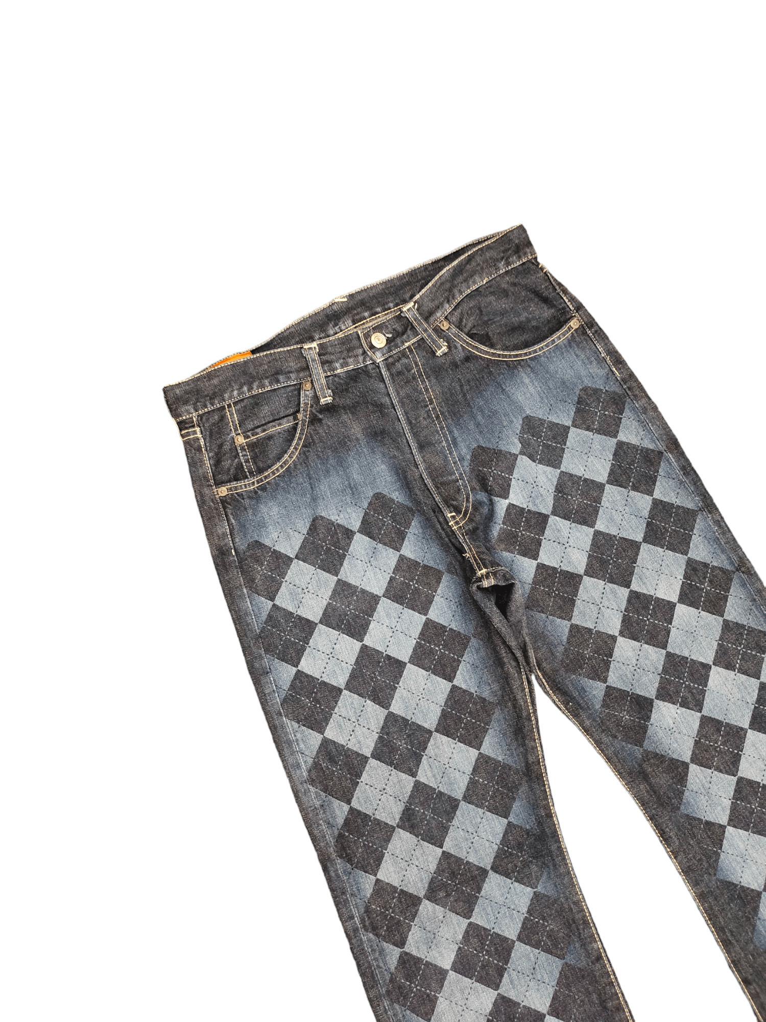 Hysteric Glamour × Undercover Vintage Y2k Byemrt Japan Checkered Plaid Printed Denim Jeans Size US 33 - 5 Thumbnail