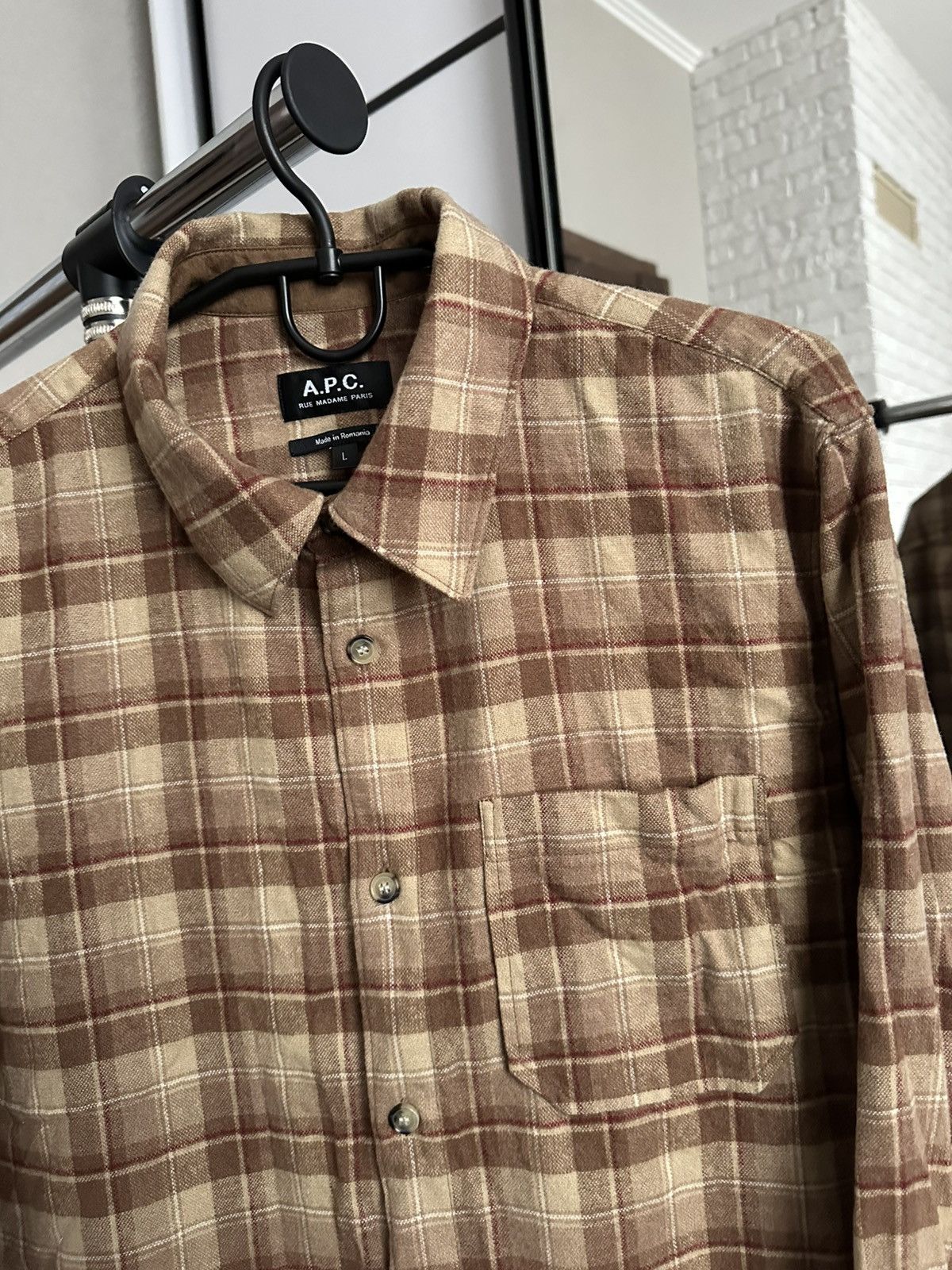 A.P.C. A.P.C. Rue Madame Paris Shirt Button Up Long Sleeve Flannel Size US L / EU 52-54 / 3 - 6 Thumbnail