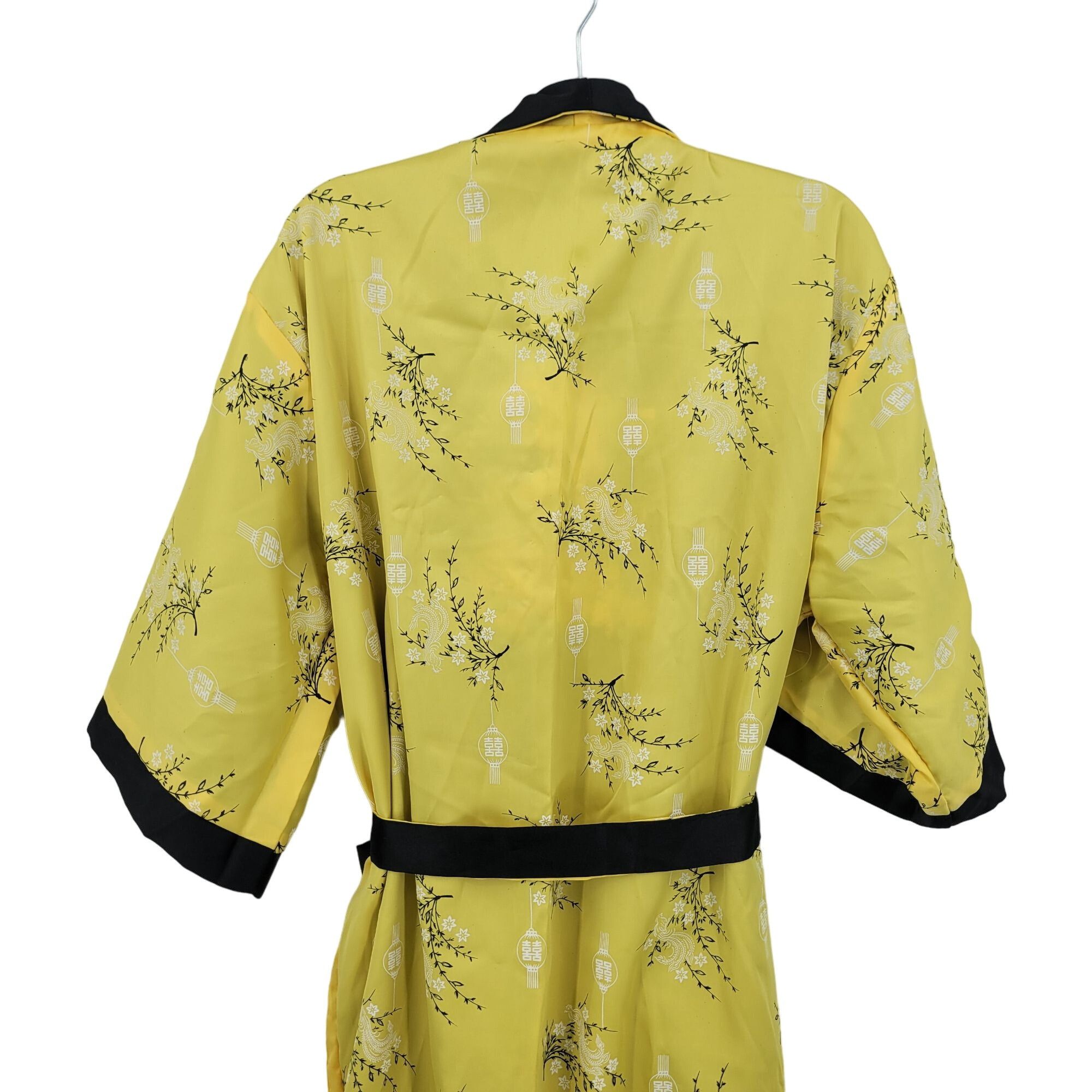 Japanese Brand Reversible Kimono Robe L Black Embroidered Dragon Yellow Flo Size US L / EU 52-54 / 3 - 9 Thumbnail