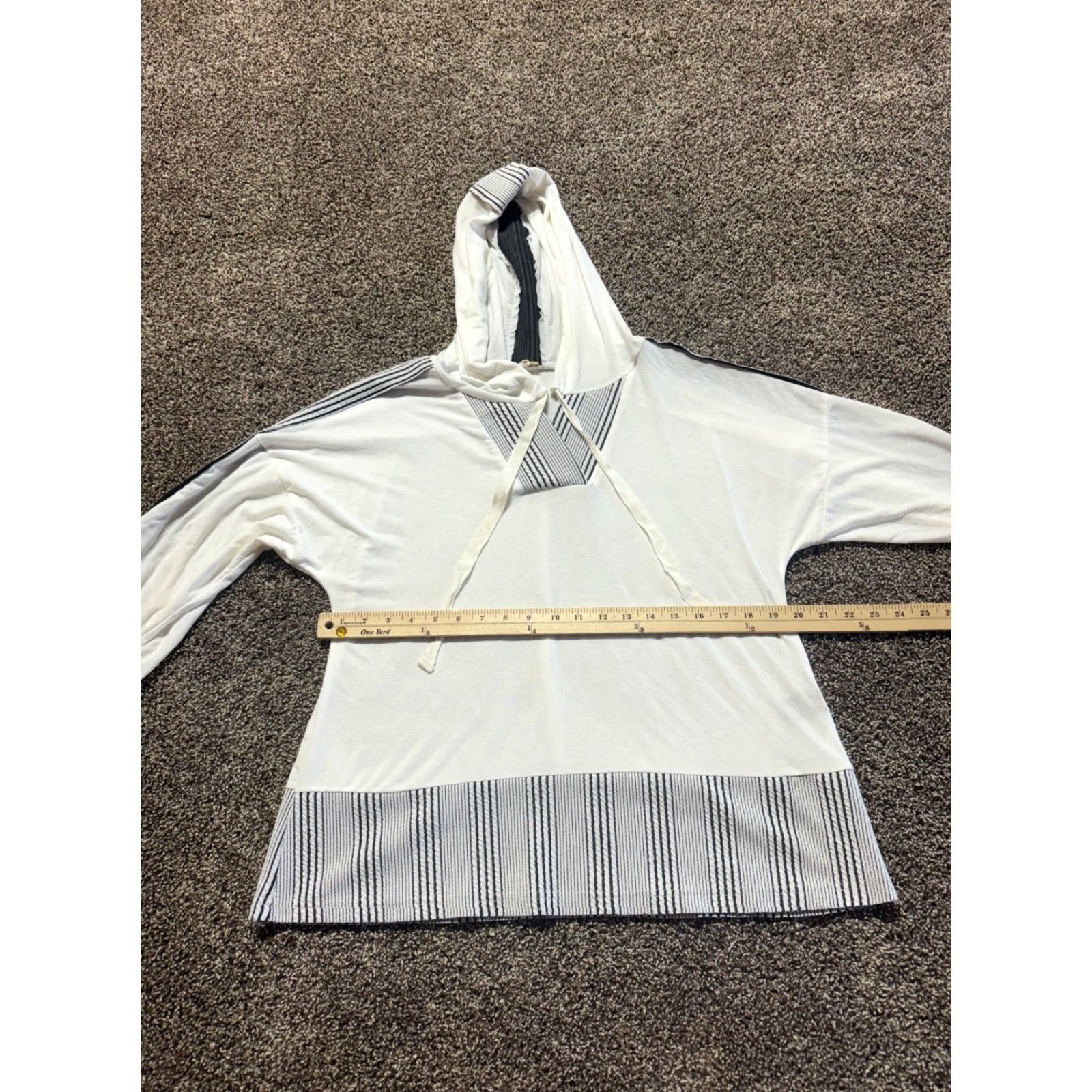 Vintage POL Striped Lightweight Hoodie Pullover Shirt Womens Small White Black Long Sleeve Pullover Activewear USD Size S / US 4 / IT 40 - 4 Thumbnail