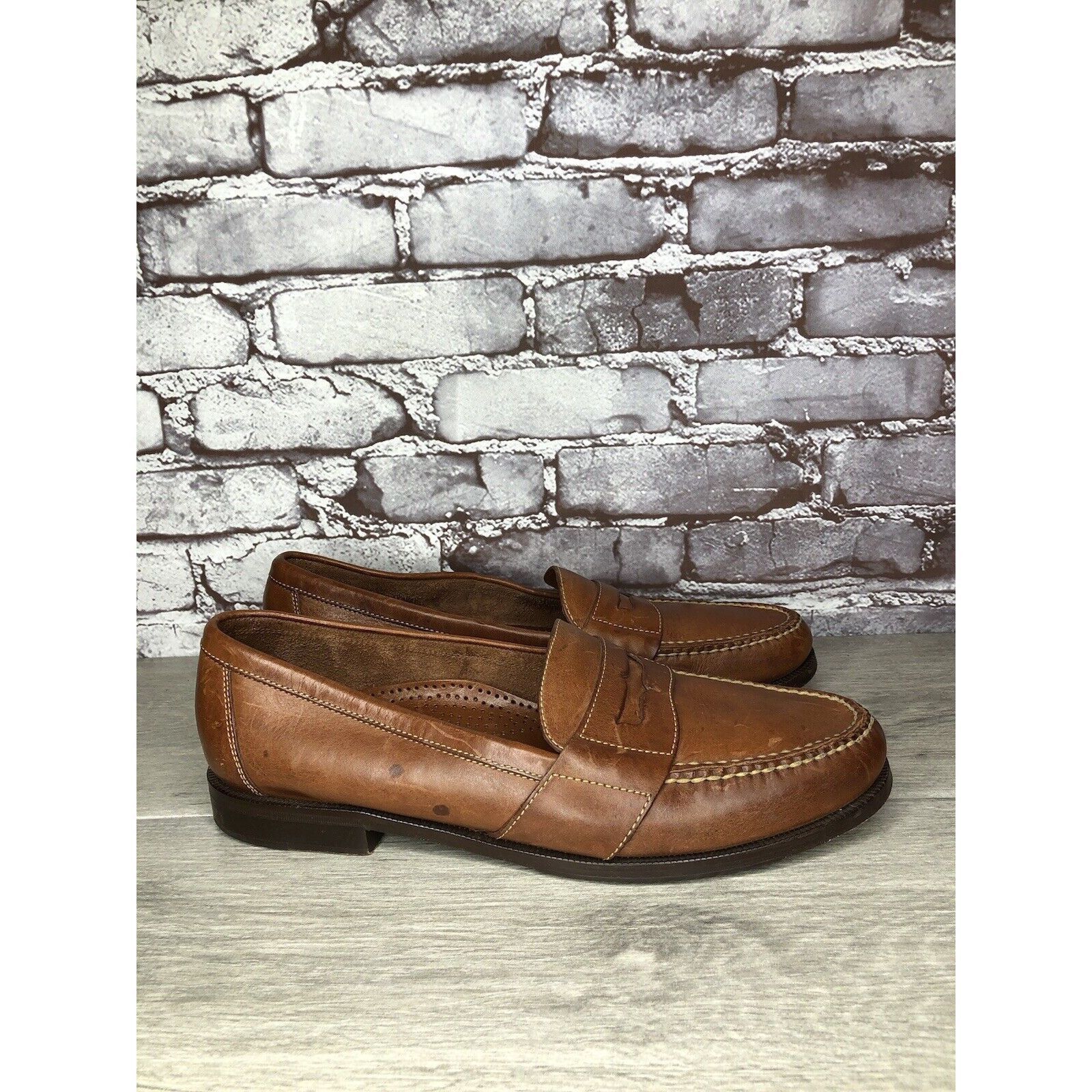 Cole Haan Cole Haan Brown Leather Slip On Penny Loafers Dress Shoes Me Size US 13 / EU 46 - 22 Thumbnail